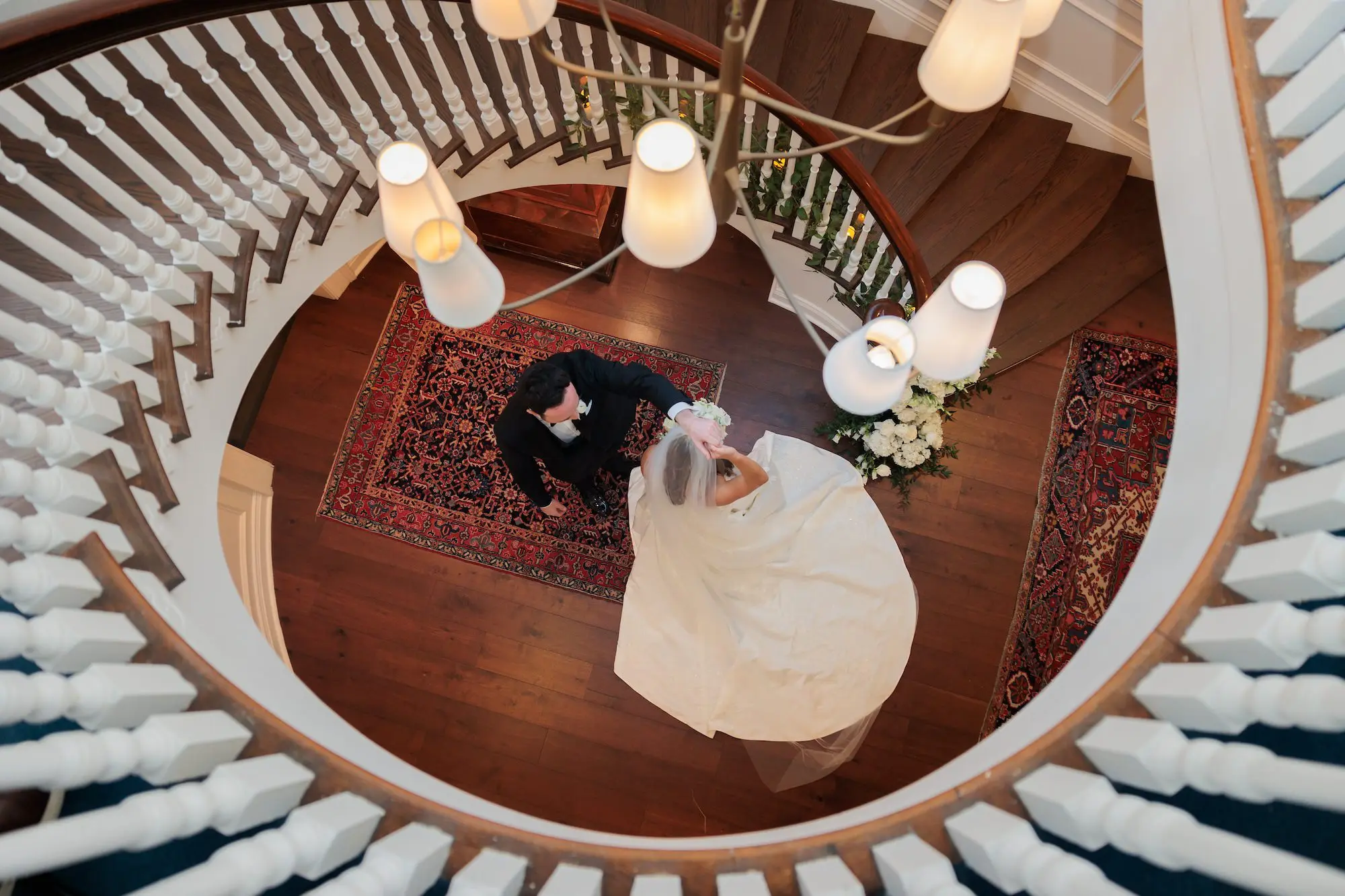 28TImeless Green White and Gold Wedding Inspiration Venue Tampa Yacht and Country Club jpg - Timeless Green, White and Gold Wedding | Tampa Yacht and Country Club Bride and Groom Staircase Wedding Portrait | Event Venue Tampa Yacht and Country Club