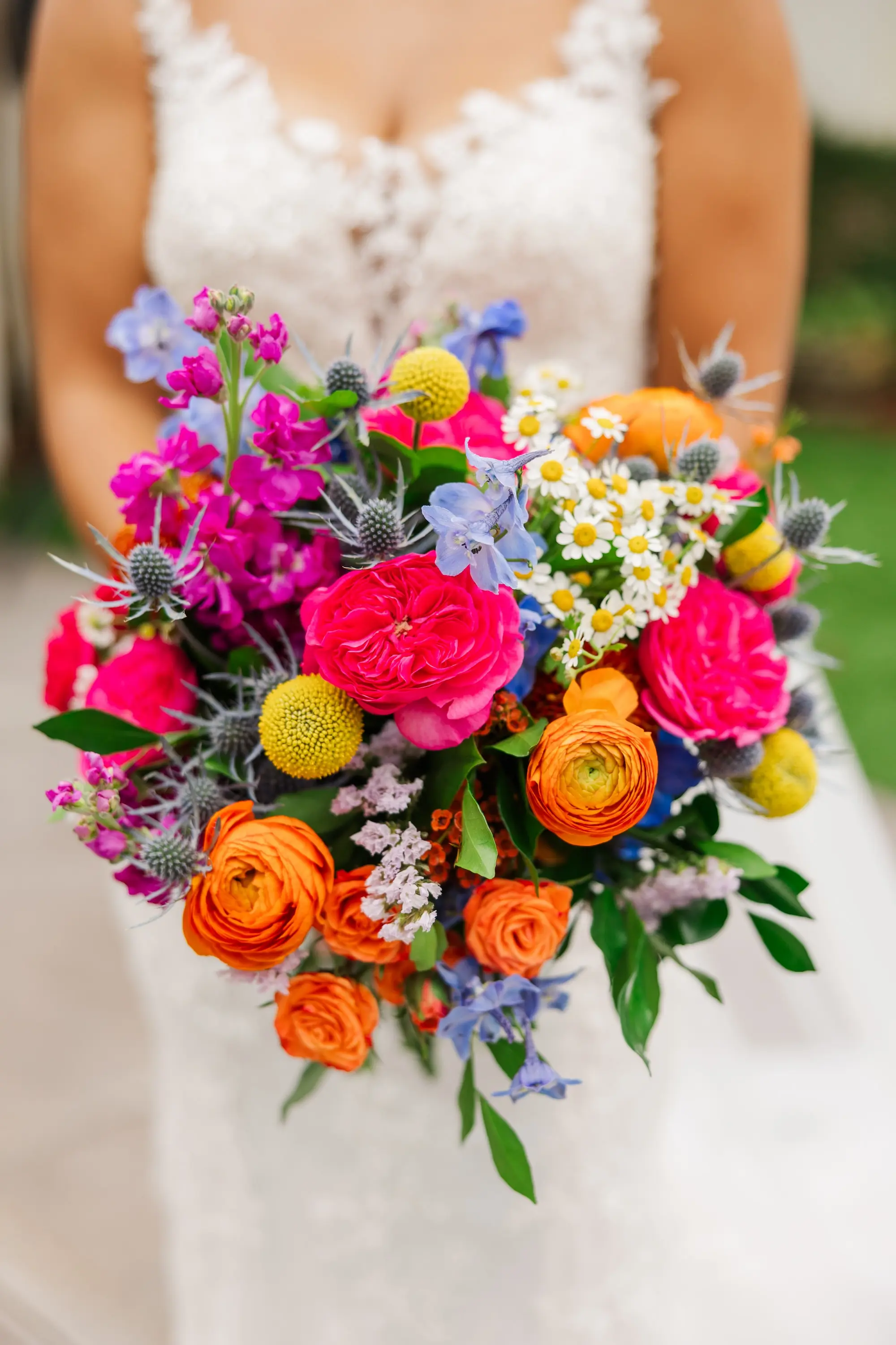 3Vibrant Blue Mexican Wedding Ideas - “Best Of” 2025: Wedding Portraits Vibrant Colorful Bridal Bouquet of Bright Pink, Orange and Blue Flowers with Greenery Inspiration | Tampa Bay Photographer Mary Anna Photography