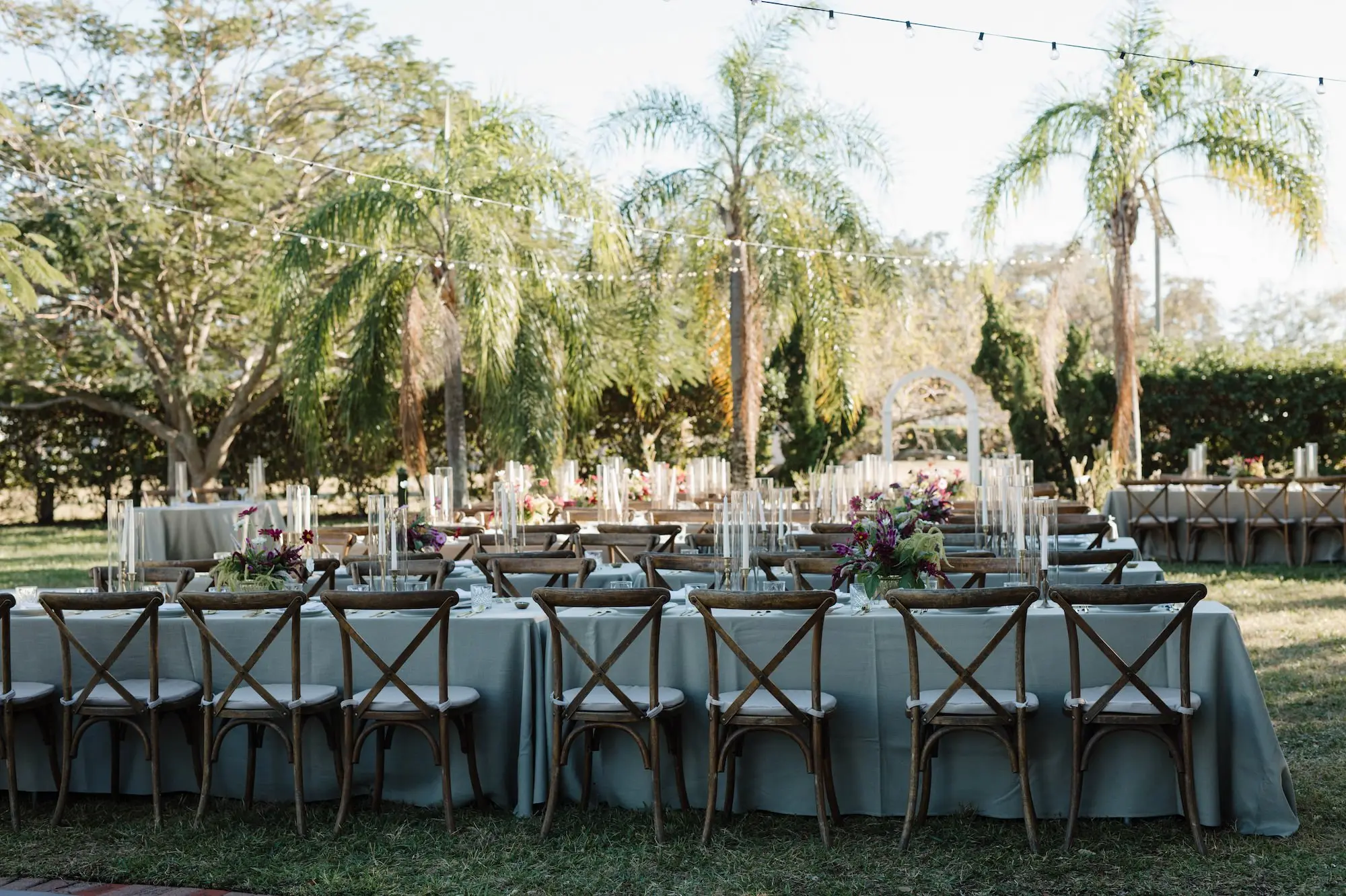 Elegant White and Green Outdoor Garden Party Wedding Reception Long Feasting Table Decor Ideas | Tampa Bay Event Venue Davis Island Garden Club | Planner The Olive Tree Weddings