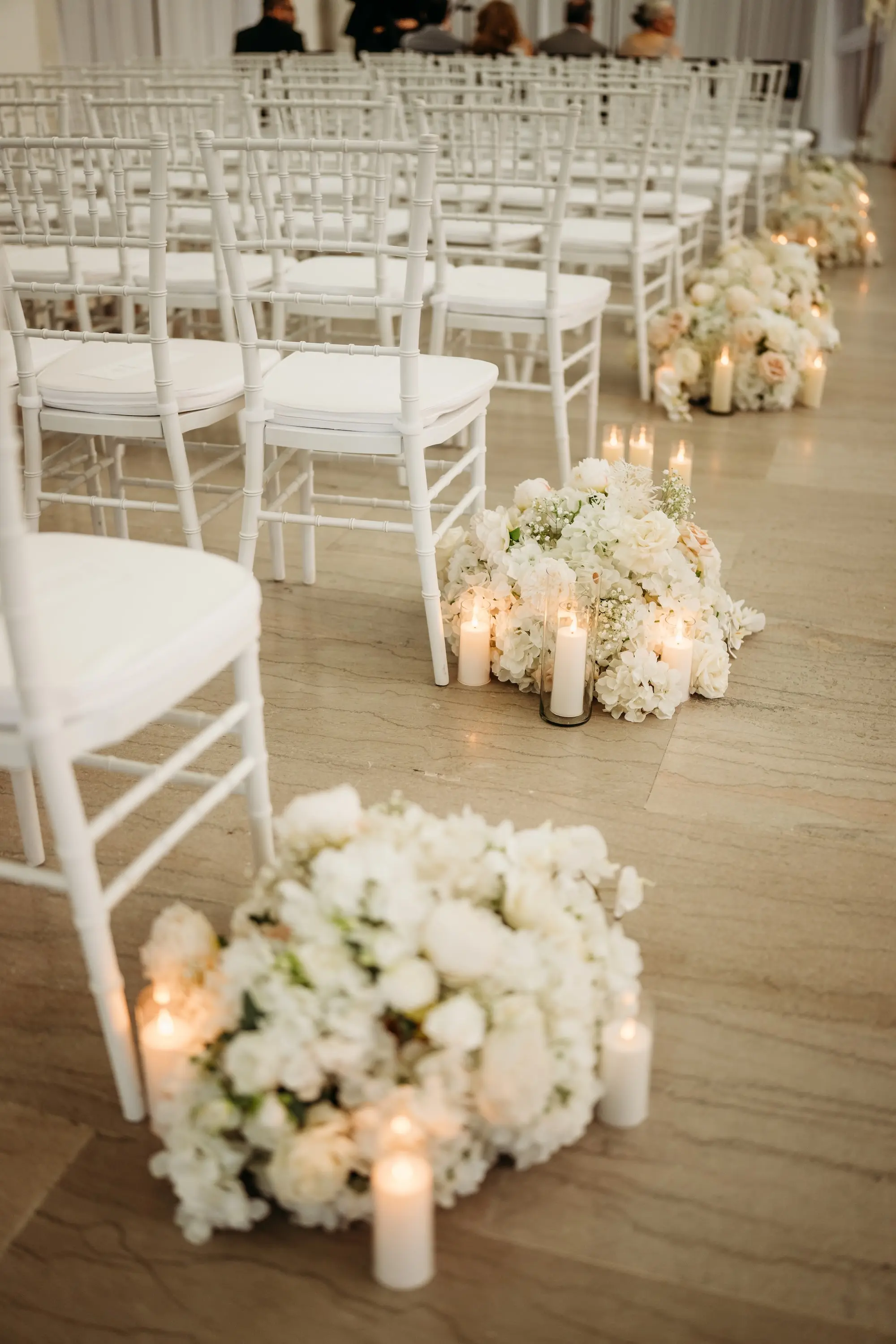 Romantic Blush Pink, White, and Champagne Wedding Ceremony Decor Inspiration