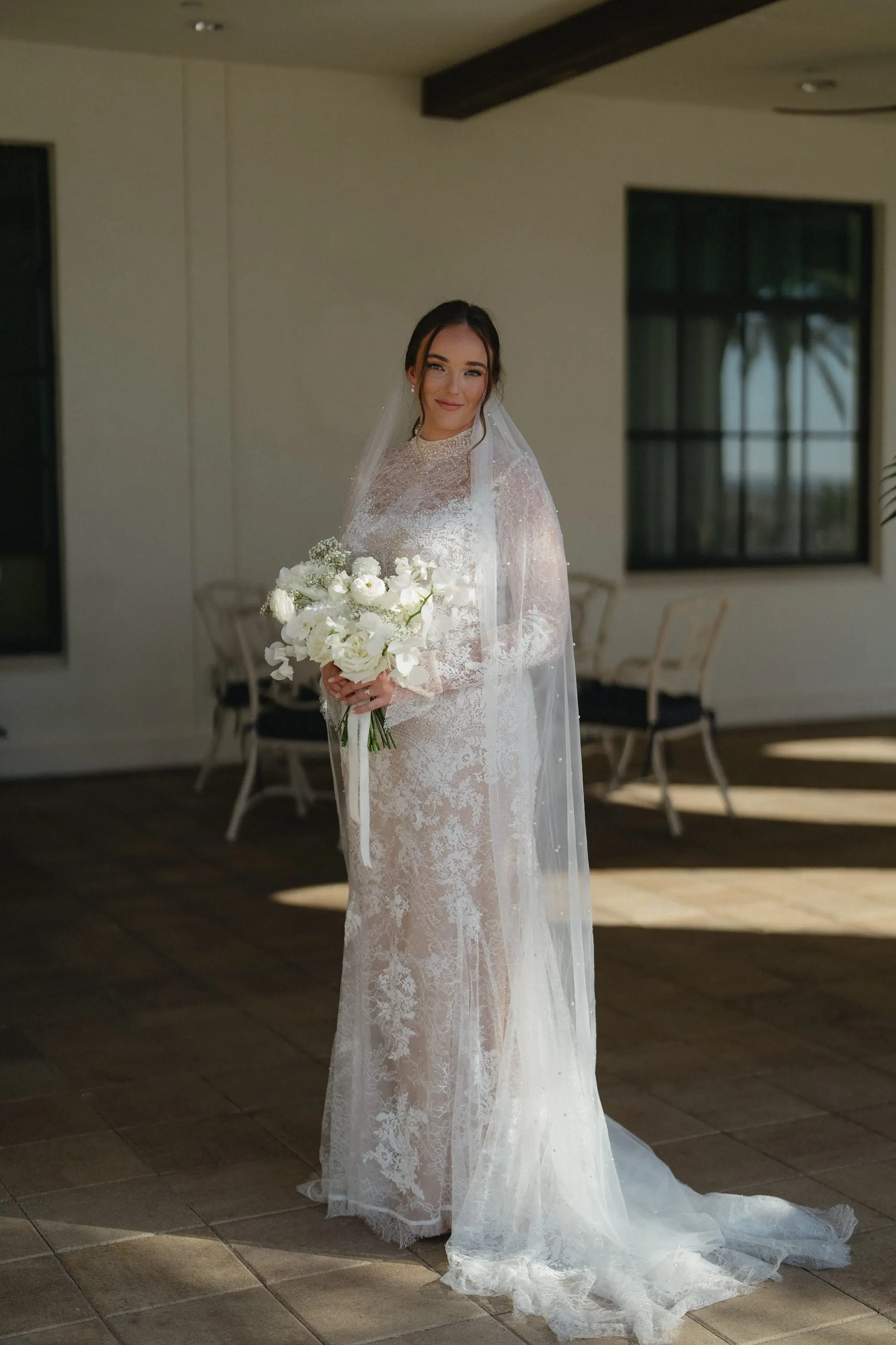 White and Nude Lace Watters Wedding Dress Inspiration