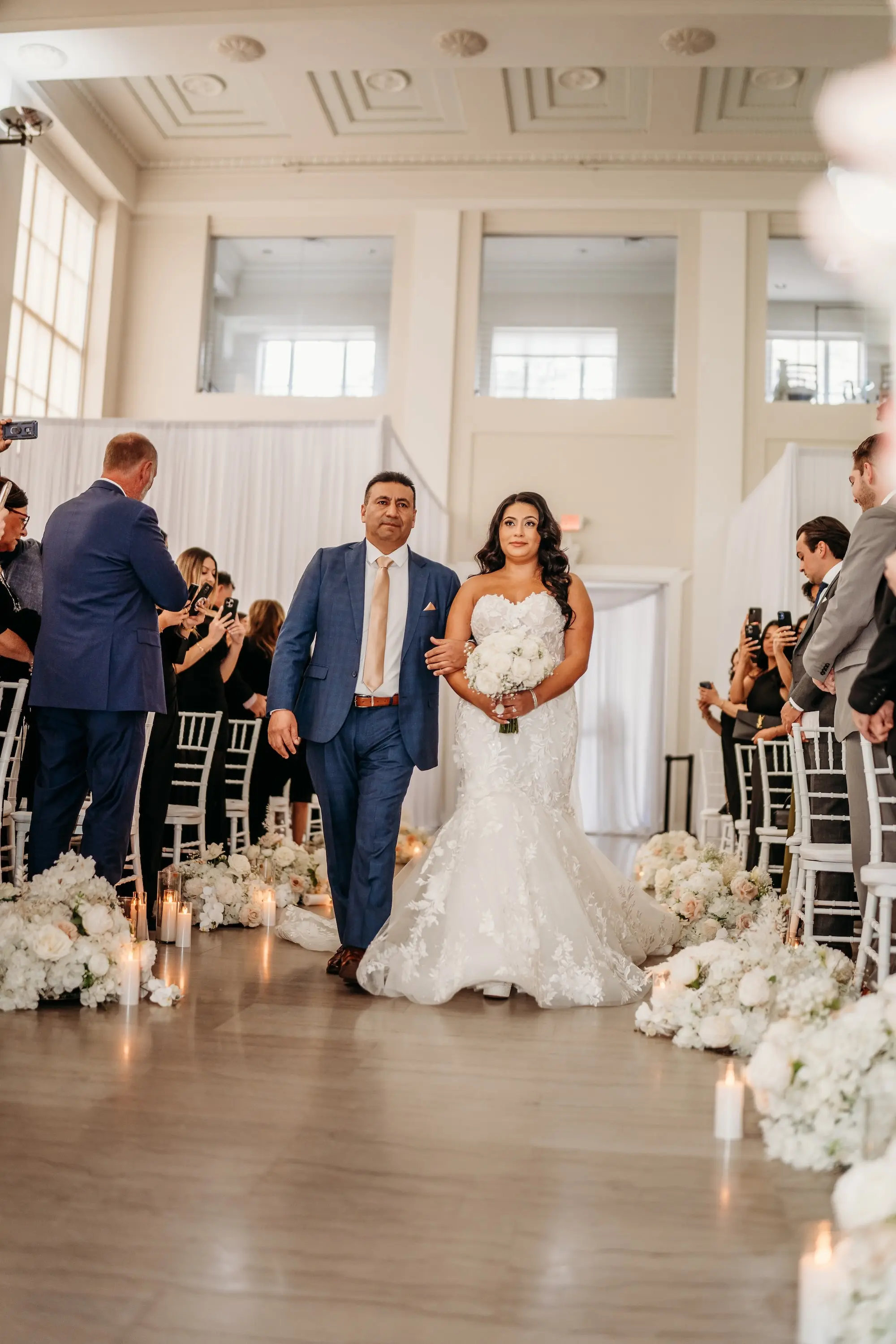 Bride Walking Down Wedding Ceremony Aisle with Father