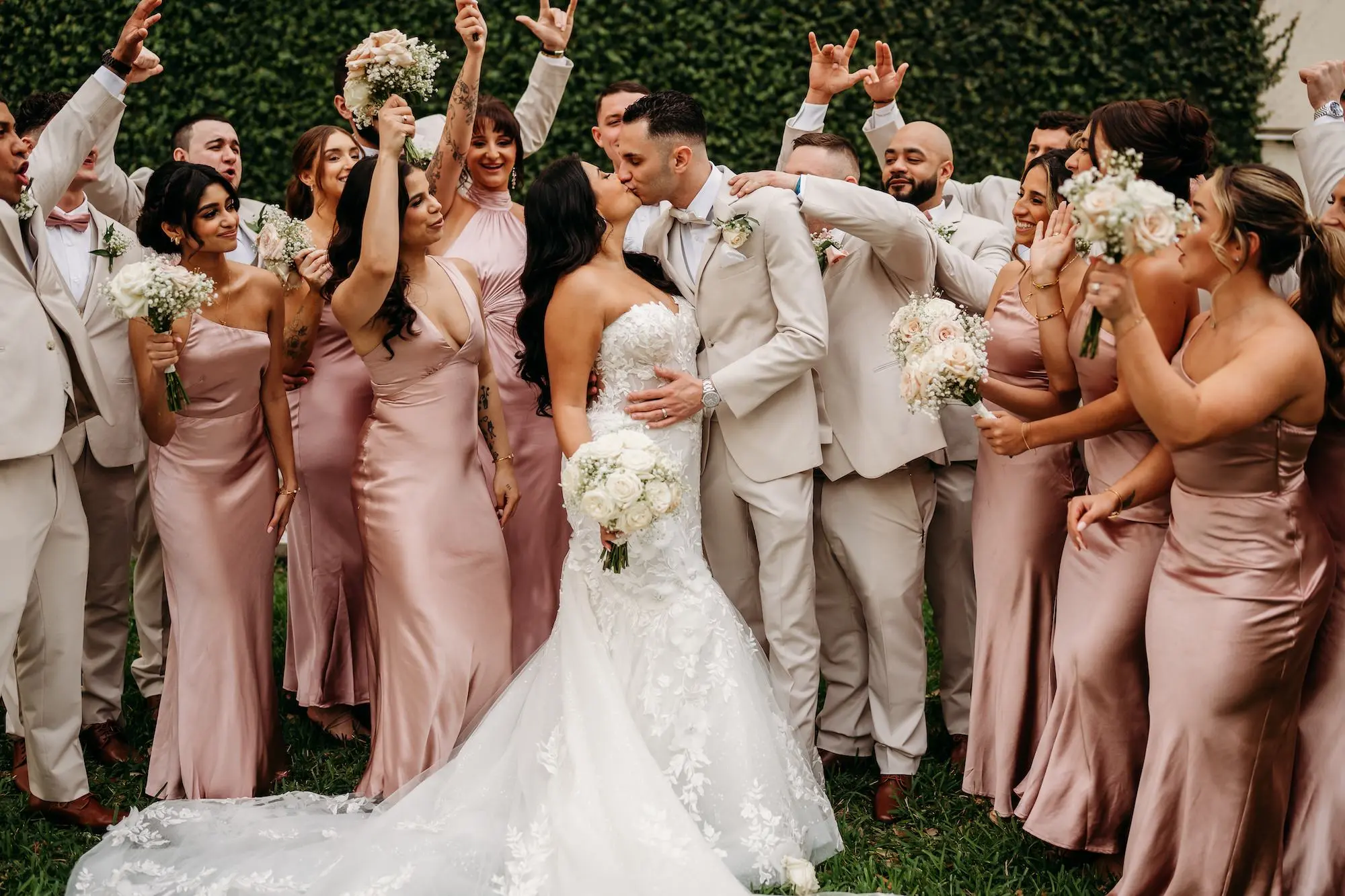 Romantic Blush Pink Bridesmaid Dress and Bridal Party Wedding Inspiration Portrait