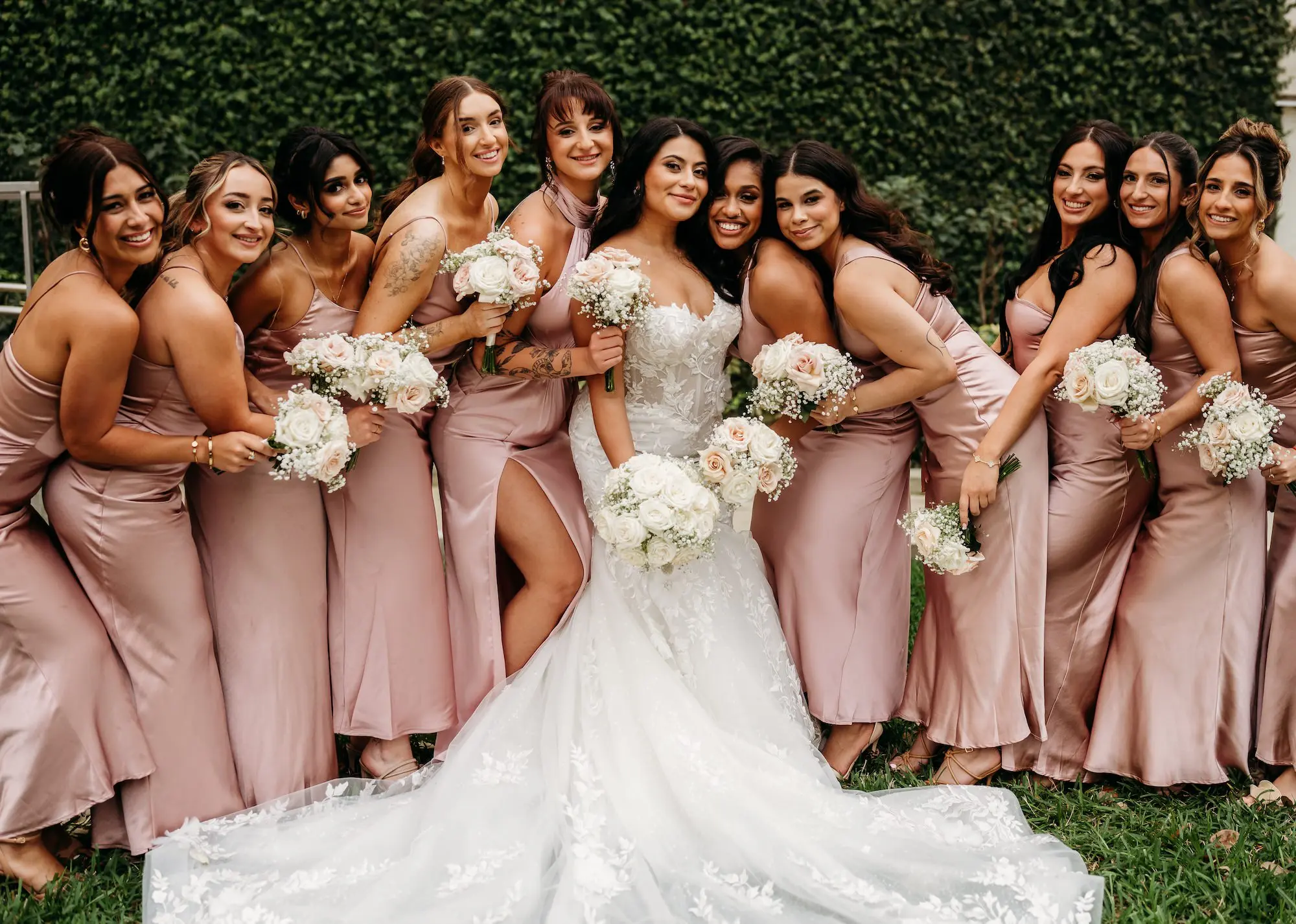 Romantic Blush Pink Bridesmaid Dress and Bridal Party Wedding Inspiration Portrait | Tampa Hair and Makeup Adore Bridal