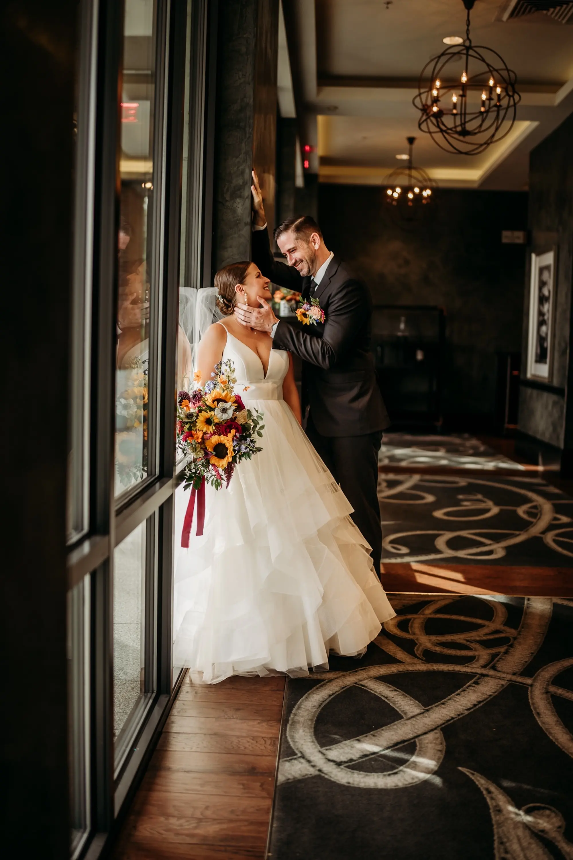 Bride and Groom Wedding Portrait | Stella York Modern Tulle Ballgown Wedding Dress Ideas | Slicked Back Low Bun Bridal Hair Ideas | Natural Makeup Inspiration | Tampa Bay Photographer Sabrina Autumn Photography