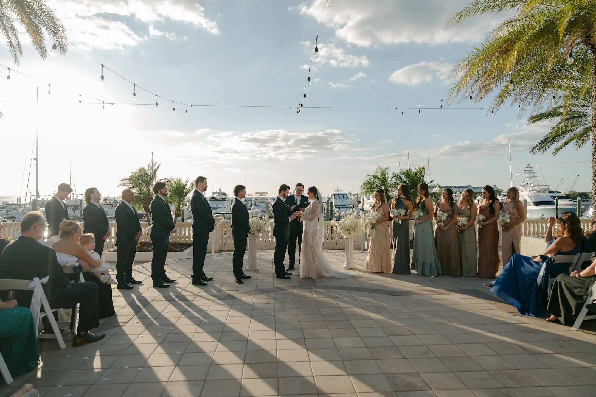White and Gold Waterfront Wedding Ceremony Inspiration | Tampa Bay Event Venue Westshore Yacht Club | Photographer Amber Yonker Photography | Videographer Pine and Forge