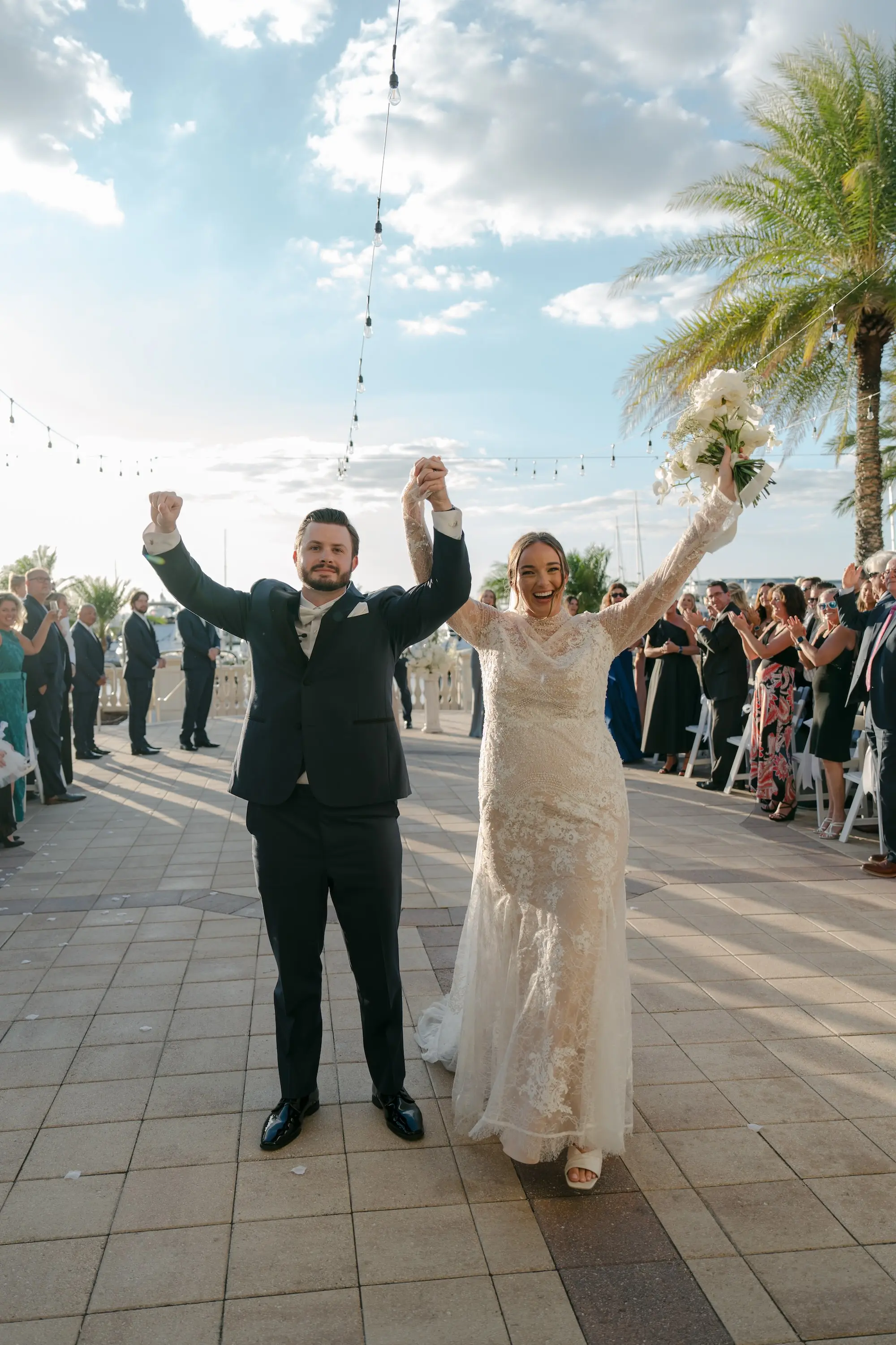 Bride and Groom Just Married Wedding Portrait | Tampa Bay Photographer Amber Yonker Photographer | Event Venue Westshore Yacht Club | Videographer Pine and Forge