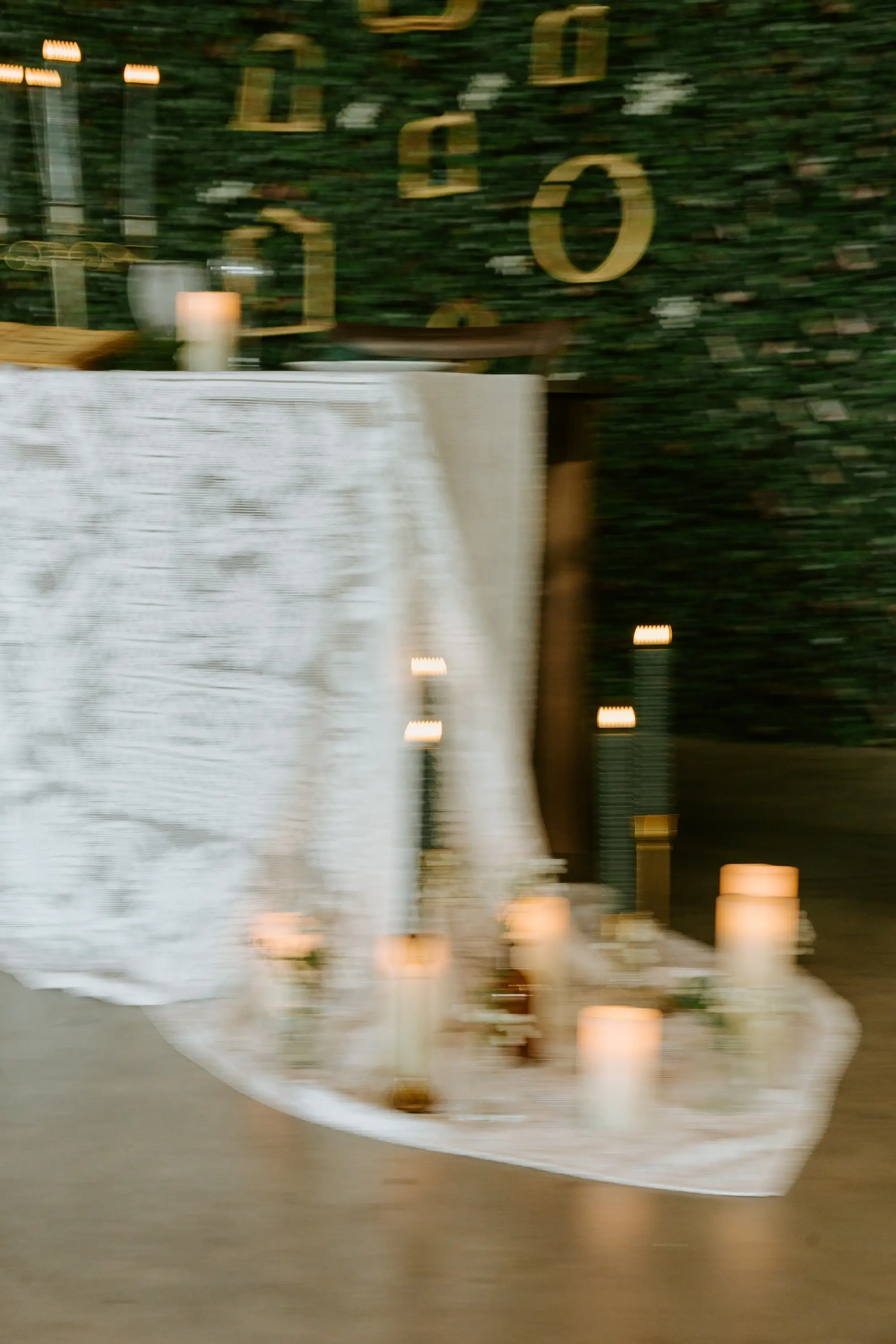 Blurry Wedding Photo Style Ideas | Romantic Candlelight on White Lace Tablecloth Inspiration | Whimsical Woodland Fantasy Wedding Theme Ideas