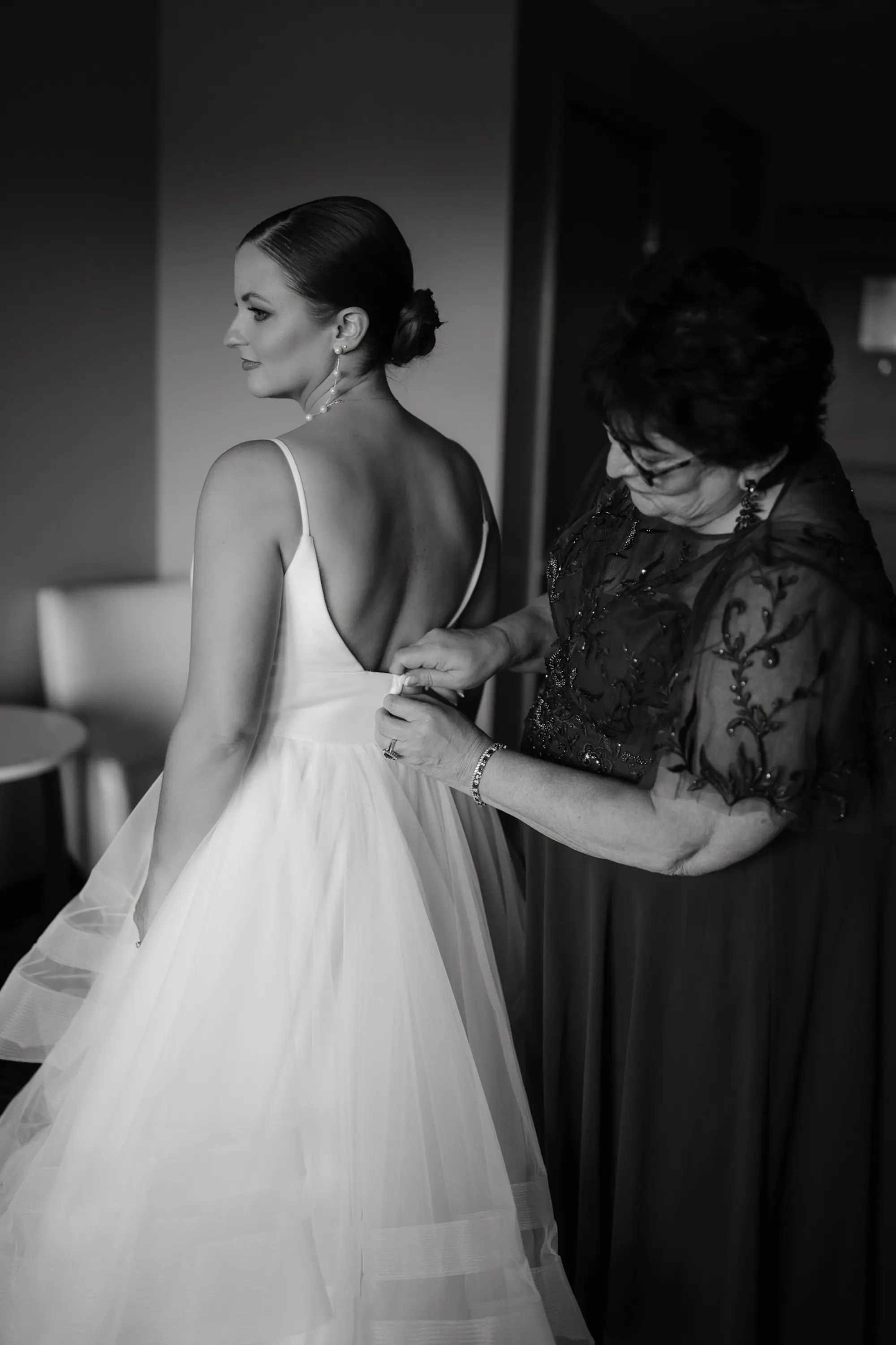 Bride and Mother Getting Ready Wedding Portrait | Stella York Modern Tulle Ballgown Wedding Dress Ideas