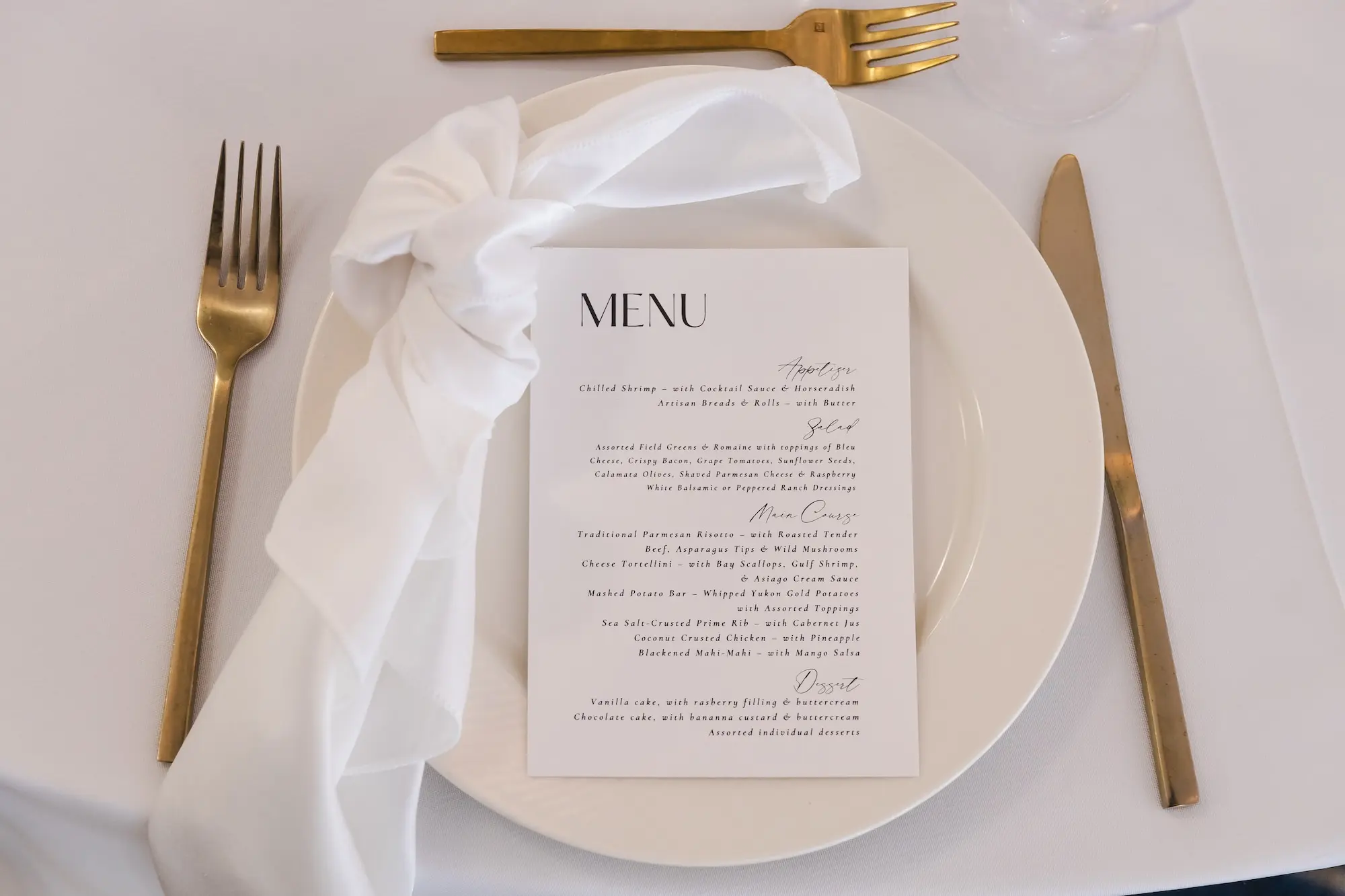 Modern White and Black Wedding Reception Menu Card Inspiration
