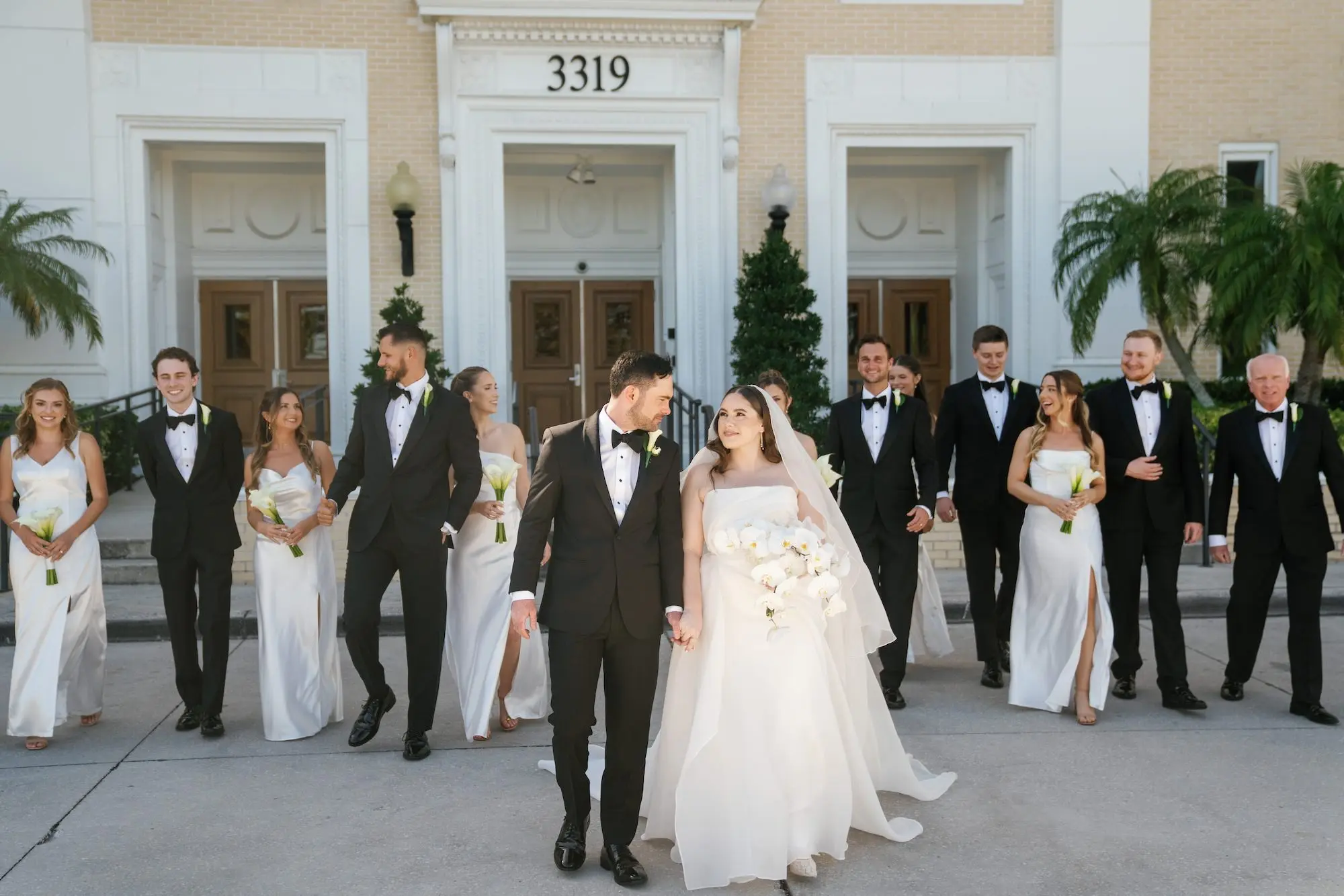 Bride and Groom with Bridal Party Wedding Portrait