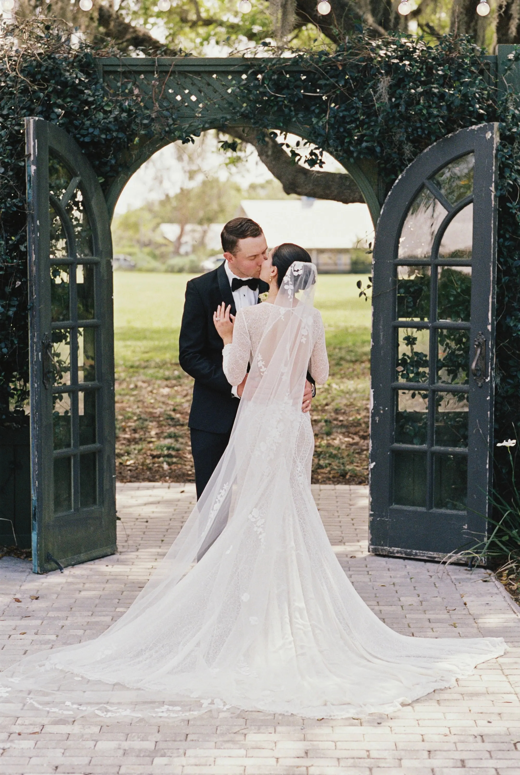 Bride and Groom First Look Wedding Portrait | Grace Loves Lace Wedding Dress Ideas | Tampa Bay Content Creator Behind The Vows | Event Venue Mill Pond Estate