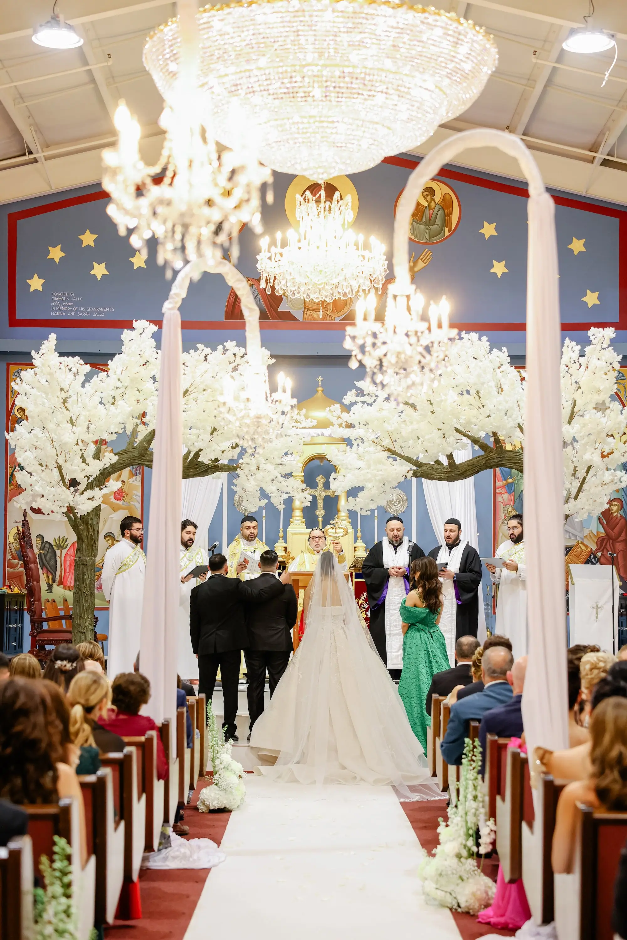 Luxurious White Wedding Ceremony Decor Inspiration | Tampa Bay Event Venue St Athanasius Syriac Orthodox Church