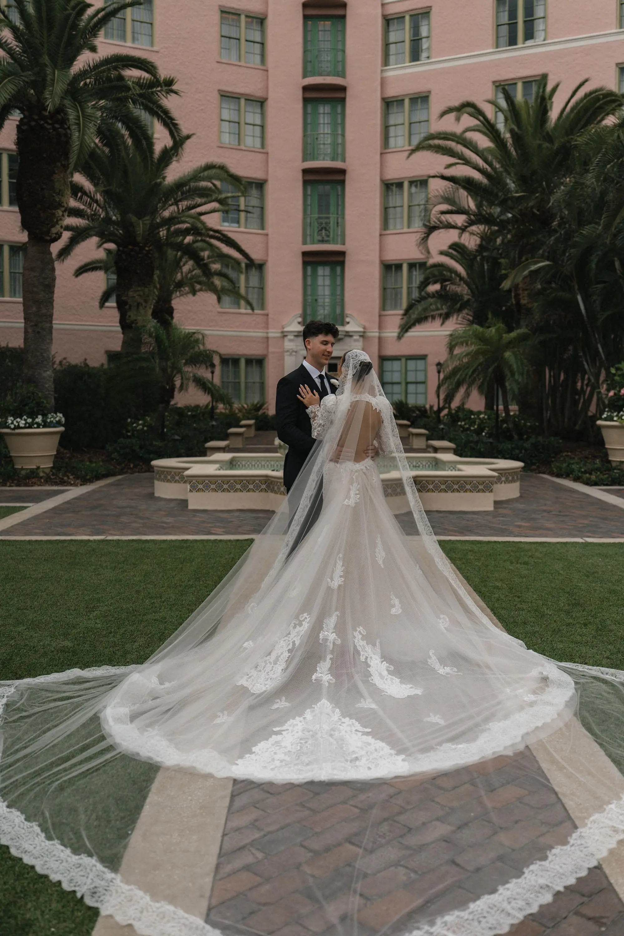 19Luxurious Ivory Neutral Ballroom Wedding Inspiration - Luxurious, Ivory Downtown St. Pete Wedding | The Vinoy Bride and Groom Wedding Portrait