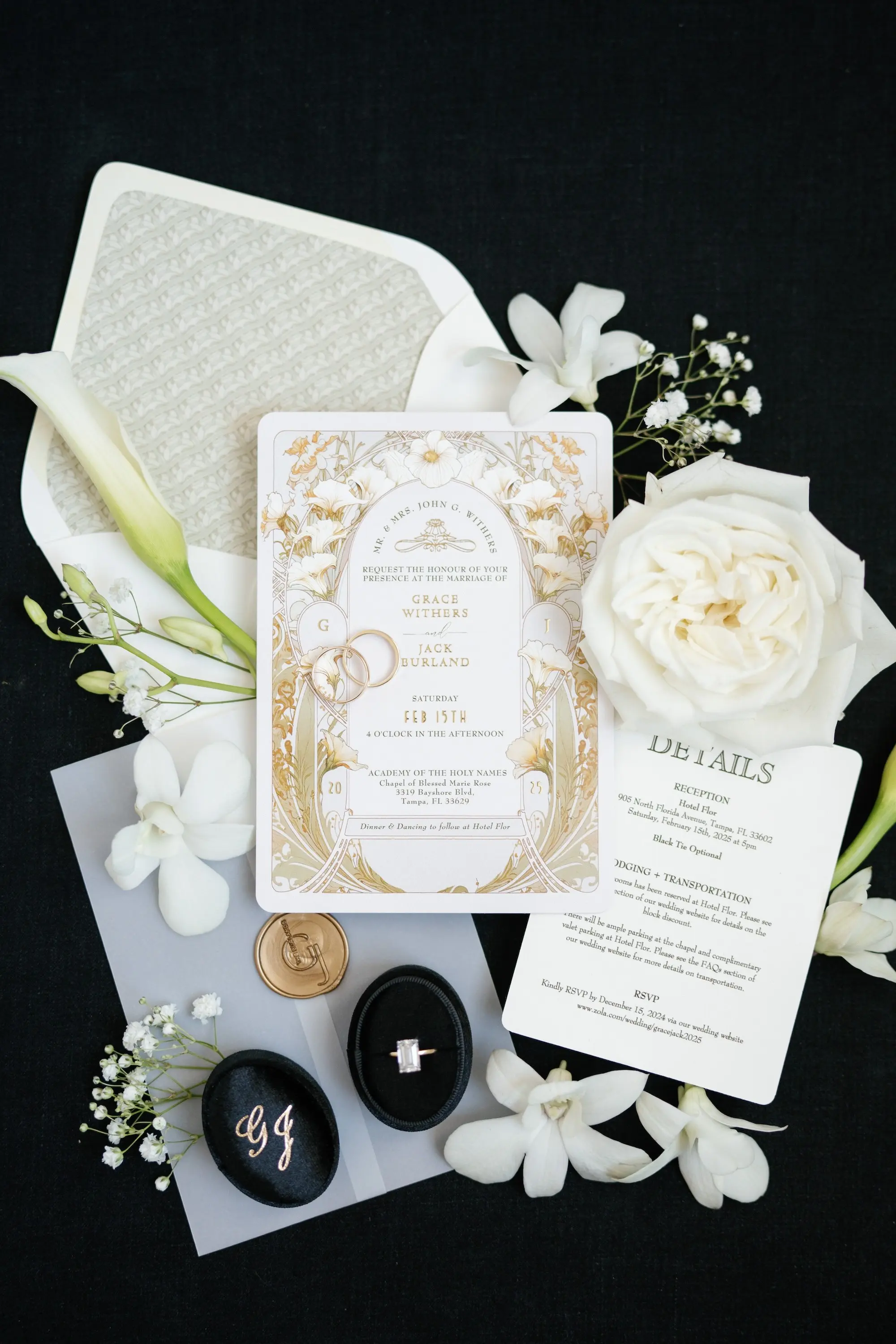 Elegant White Gold Wedding Invitation Suite Inspiration