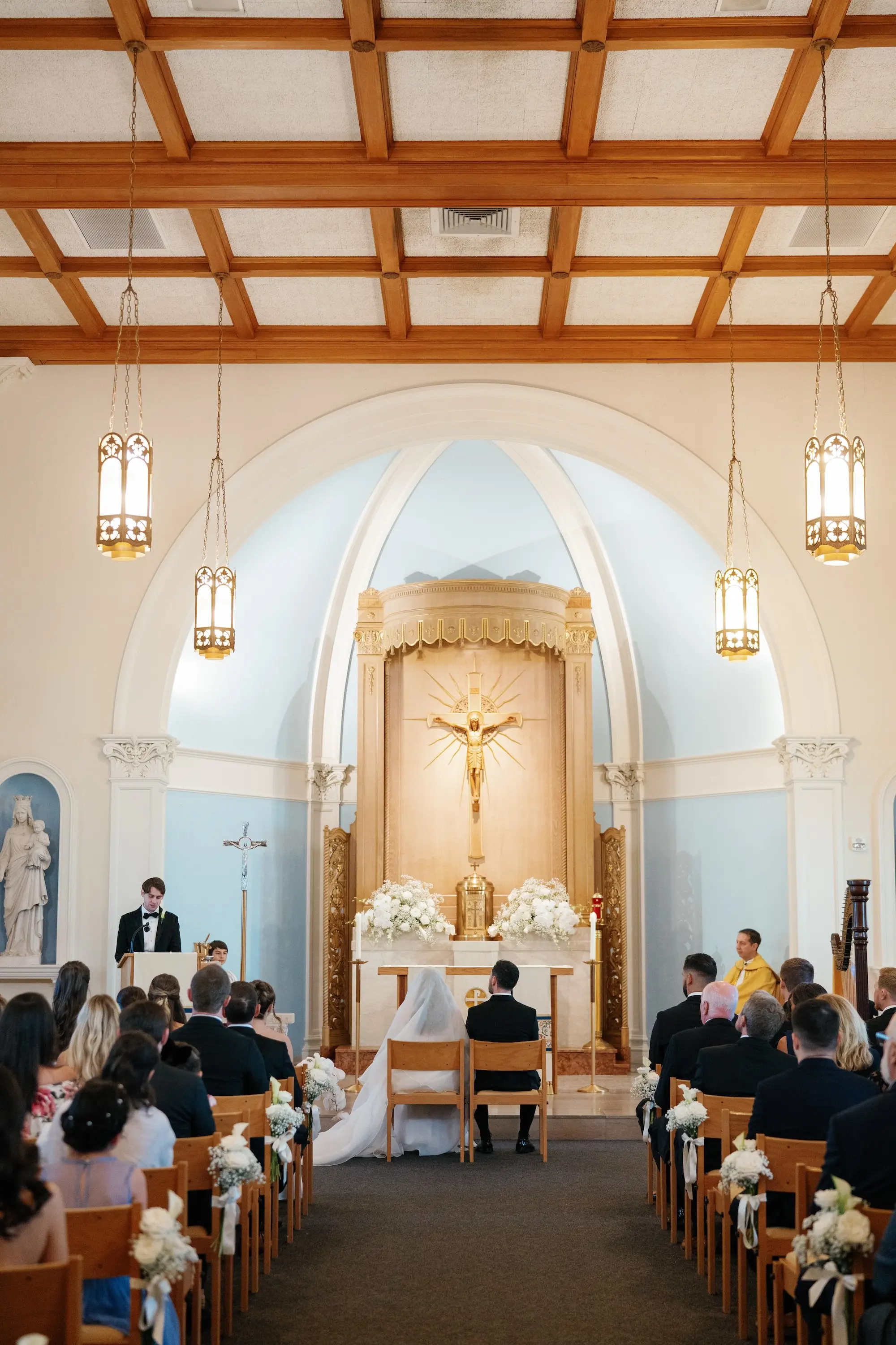 Bride and Groom Wedding Ceremony Wedding Portrait | Traditional Catholic Church Tampa Bay Wedding Ceremony Academy of Holy Names