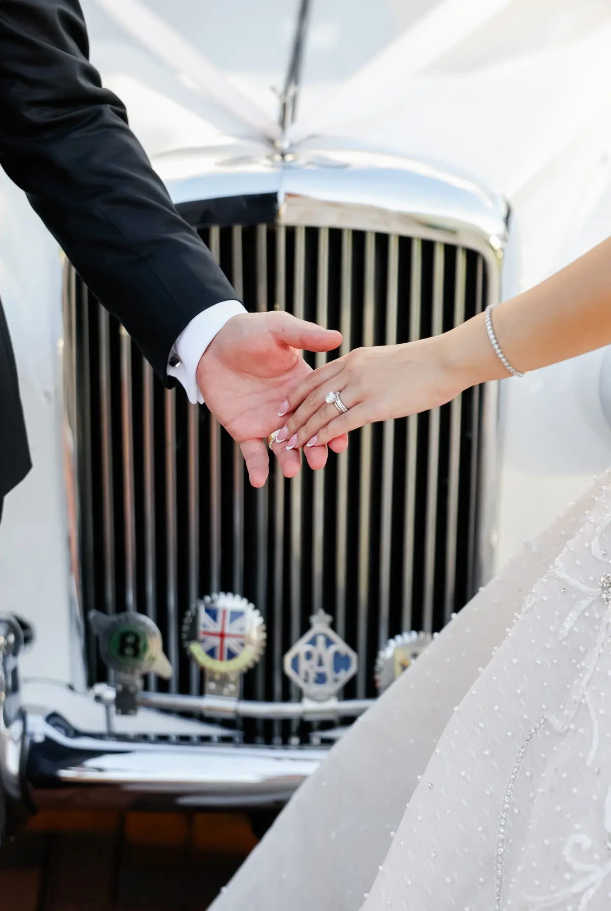 24Luxurious Cream White and Gold Ballroom Wedding Inspiration - “Best Of” 2025: Wedding Portraits Bride and Groom Hand Wedding Portrait