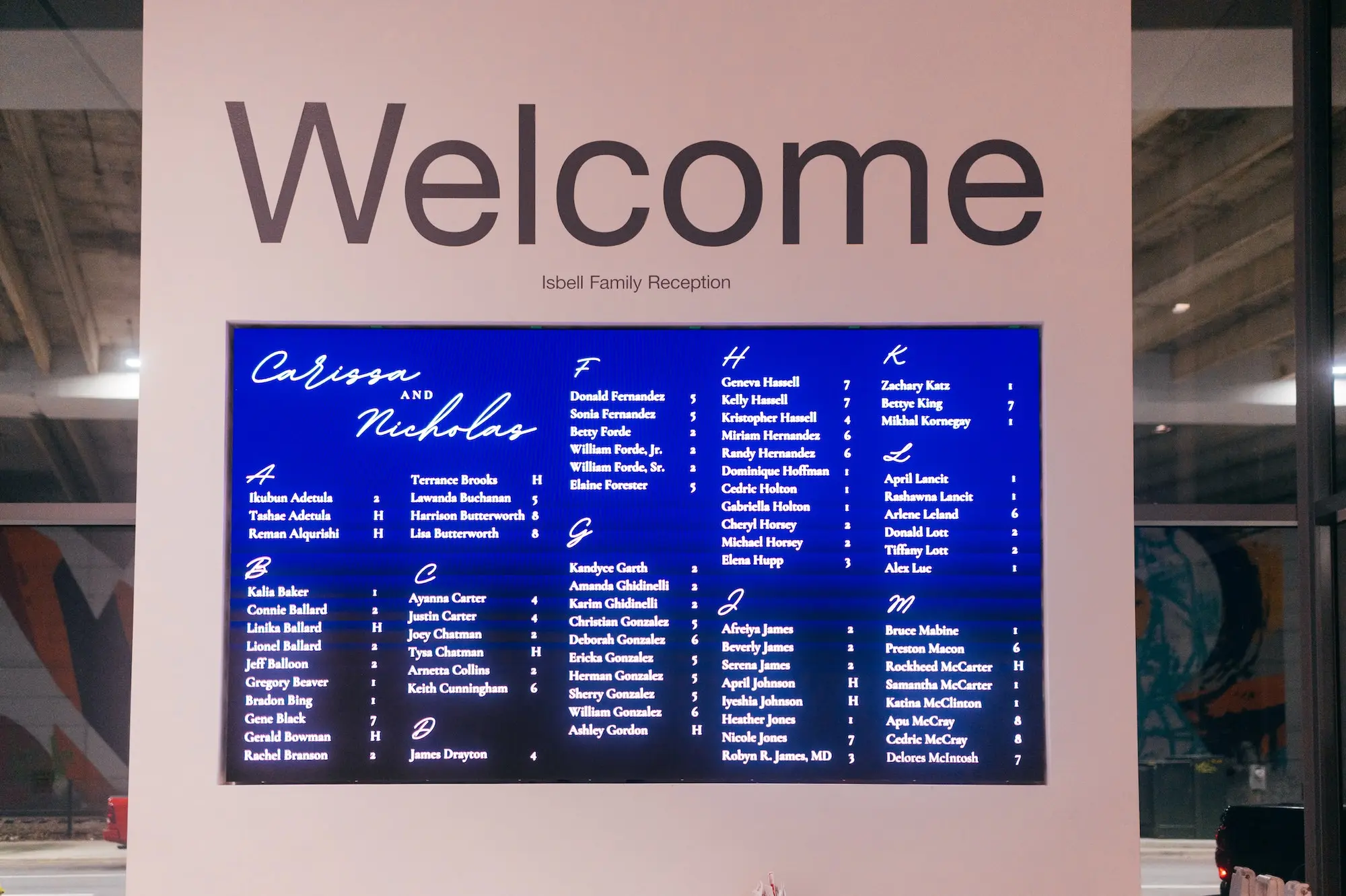 Digital Seating Chart Welcome Wedding Reception Sign Ideas