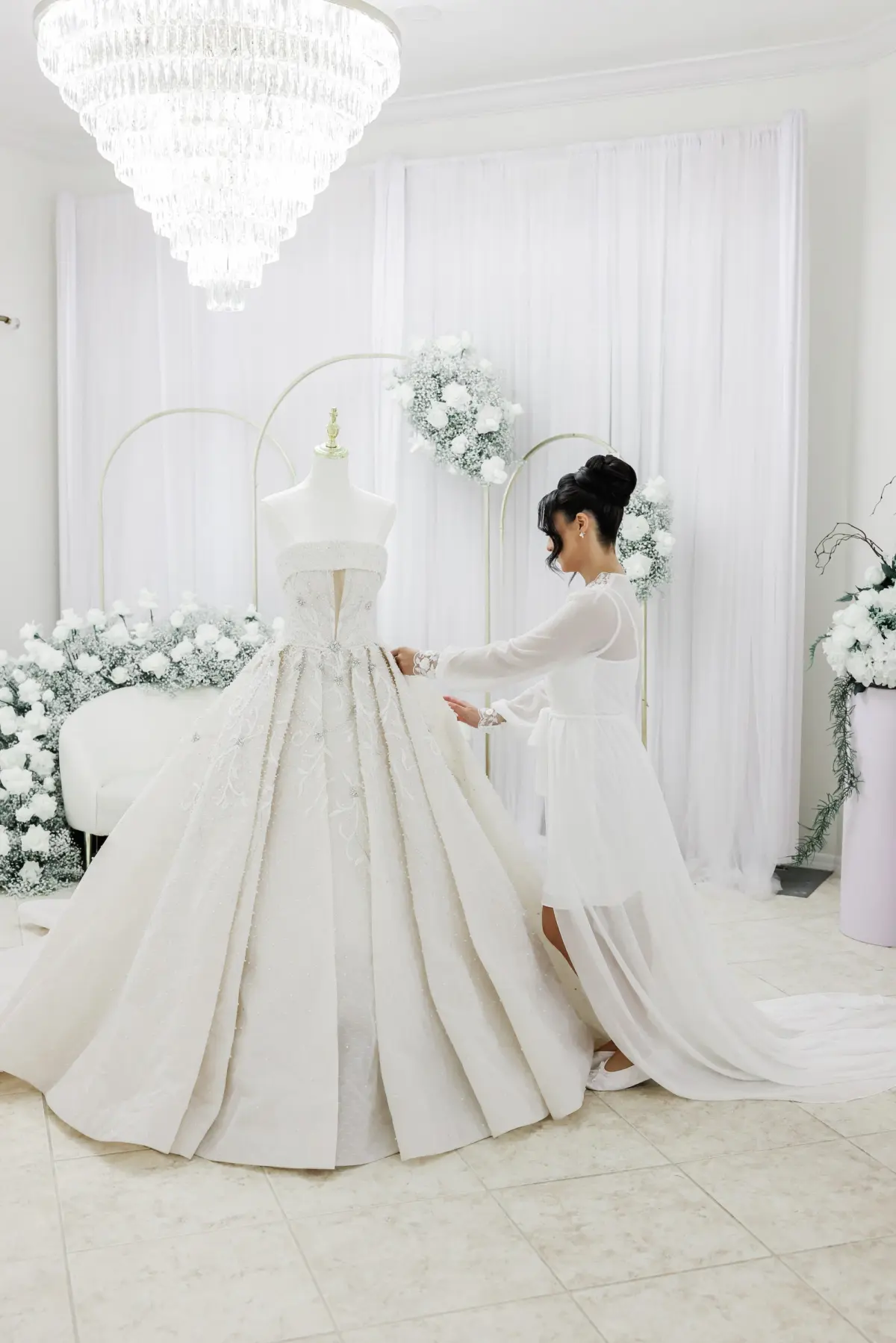 3Luxurious Cream White and Gold Ballroom Wedding Inspiration - “Best Of” 2025: Wedding Portraits Custom Cream Mayana Bridal Ballgown Wedding Dress Inspiration