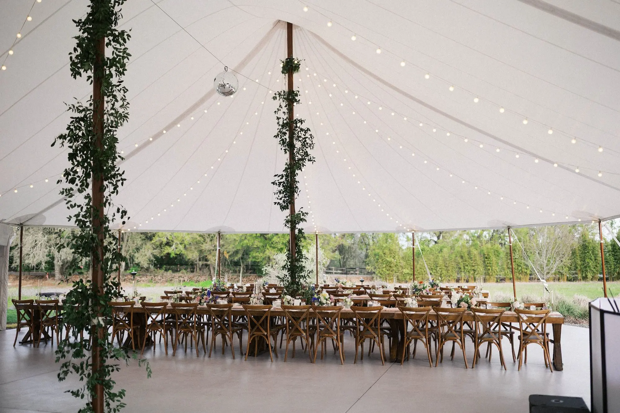 Romantic Pastel Tented Garden Wedding Reception Greenery Decor Ideas | Tampa Bay Event Venue Mill Pond Estate