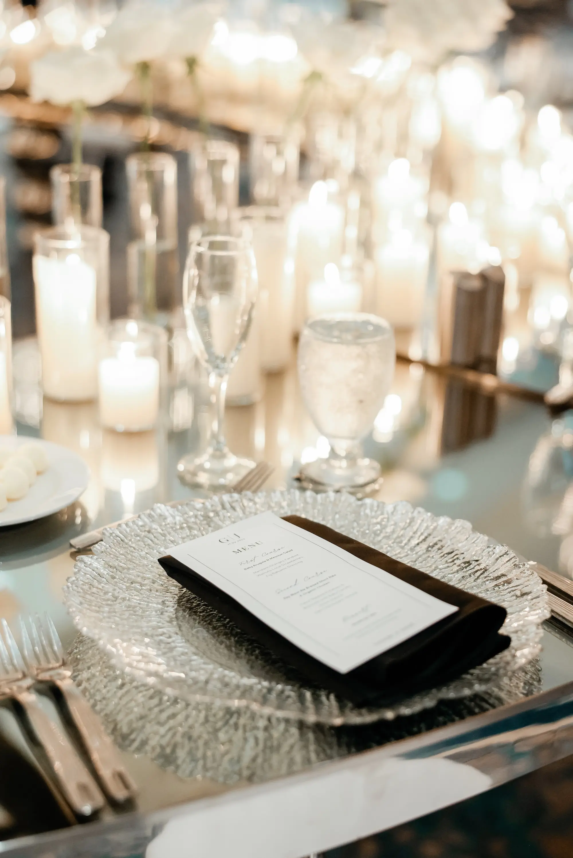 42Luxurious Cream White and Gold Ballroom Wedding Inspiration - “Best Of” 2025: Wedding Receptions Part 2 Luxurious White and Black Wedding Reception Place Setting Decor Ideas