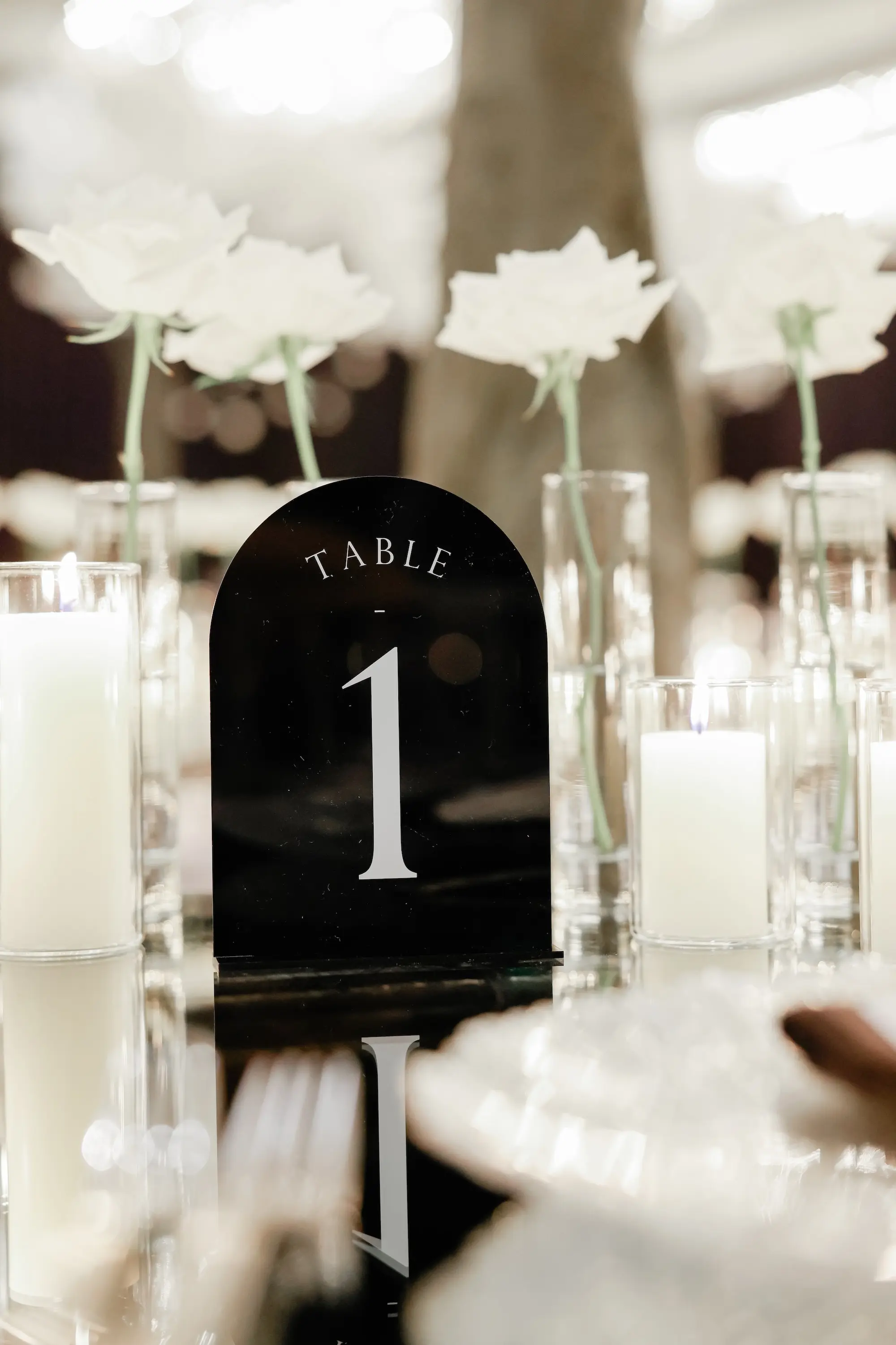 43Luxurious Cream White and Gold Ballroom Wedding Inspiration - “Best Of” 2025: Wedding Receptions Part 2 Luxurious White and Black Wedding Reception Tabletop Decor Ideas