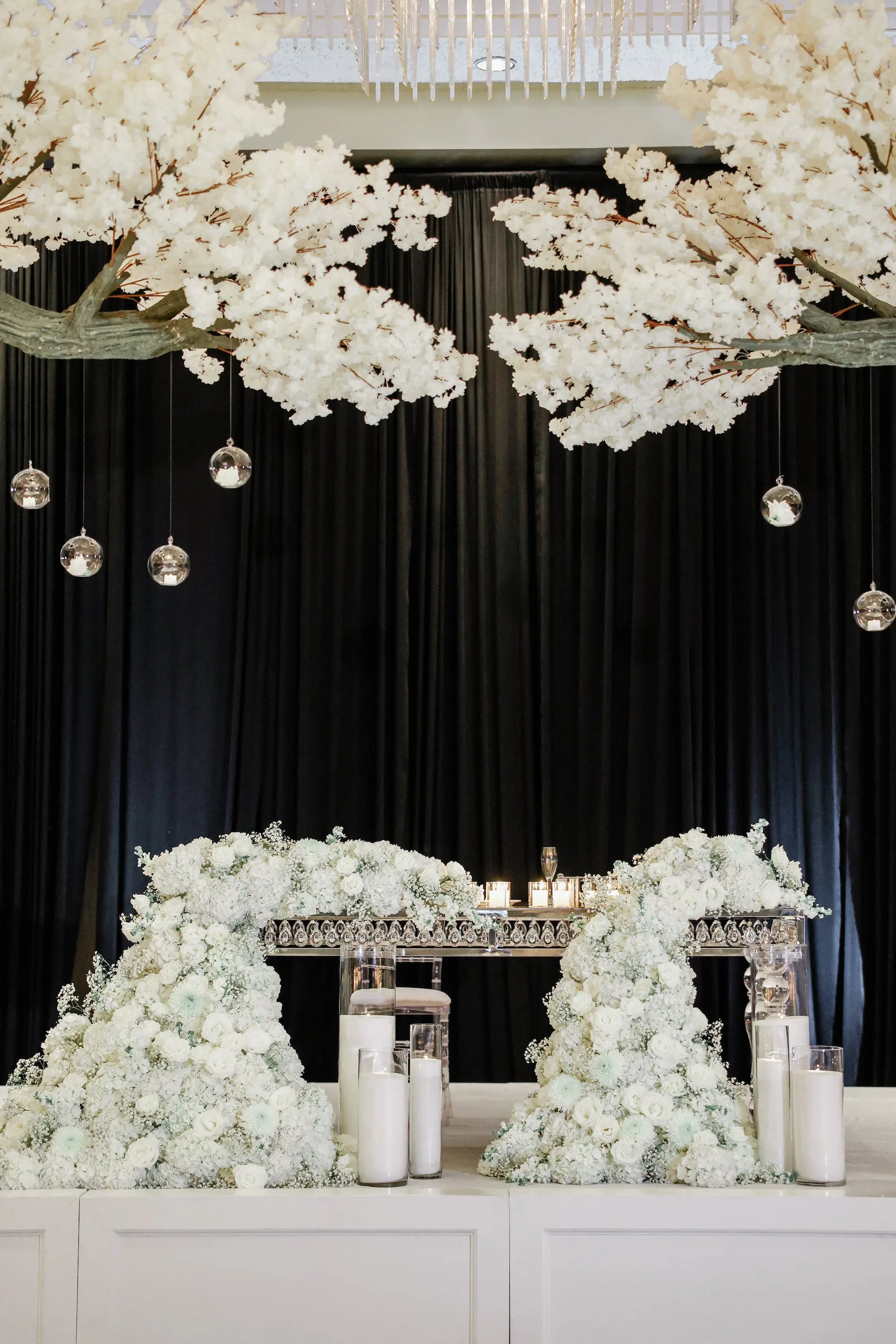 51Luxurious Cream White and Gold Ballroom Wedding Inspiration - “Best Of” 2025: Wedding Receptions Part 2 Luxurious Cream, White, and Gold Ballroom Wedding Reception Sweetheart Table Decor Inspiration