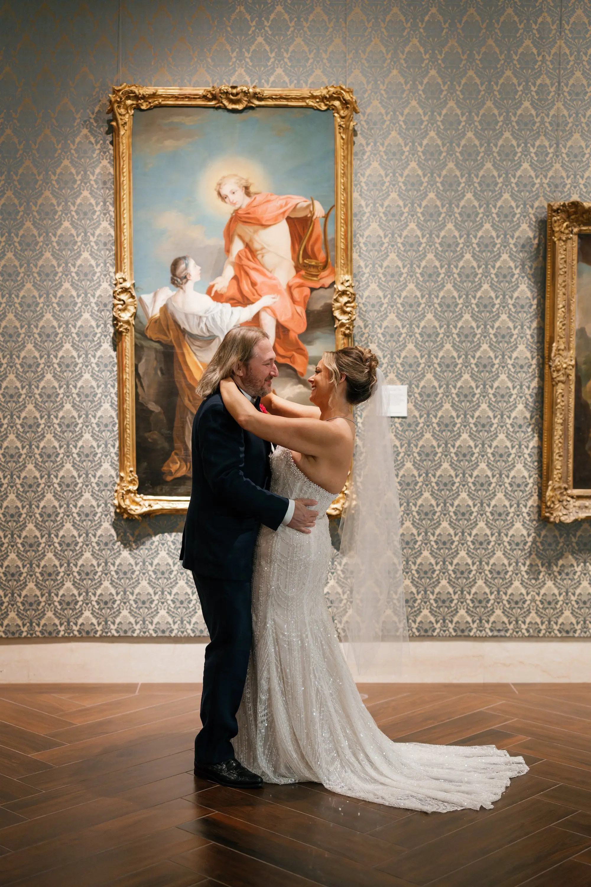 Bride and Groom First Look Wedding Portrait | St Pete Event Venue Musuem of Fine Art | Tampa Bay Photographer Dewitt For Love