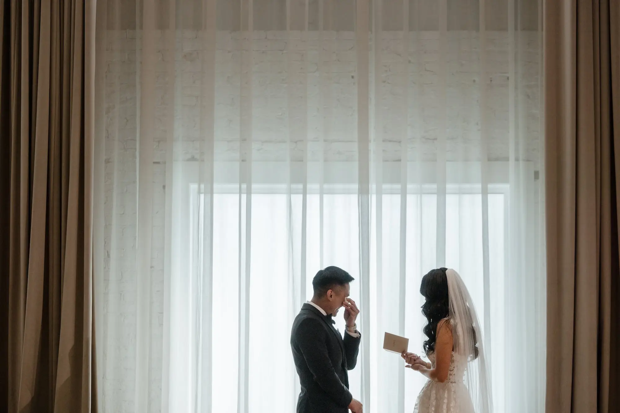 19Modern Romantic Wedding Inspiration - Modern, Moody Fall Ybor City Wedding | Hotel Haya Bride and Groom First Look Wedding Portrait | Tampa Bay Photographer Evoke Photo and Film
