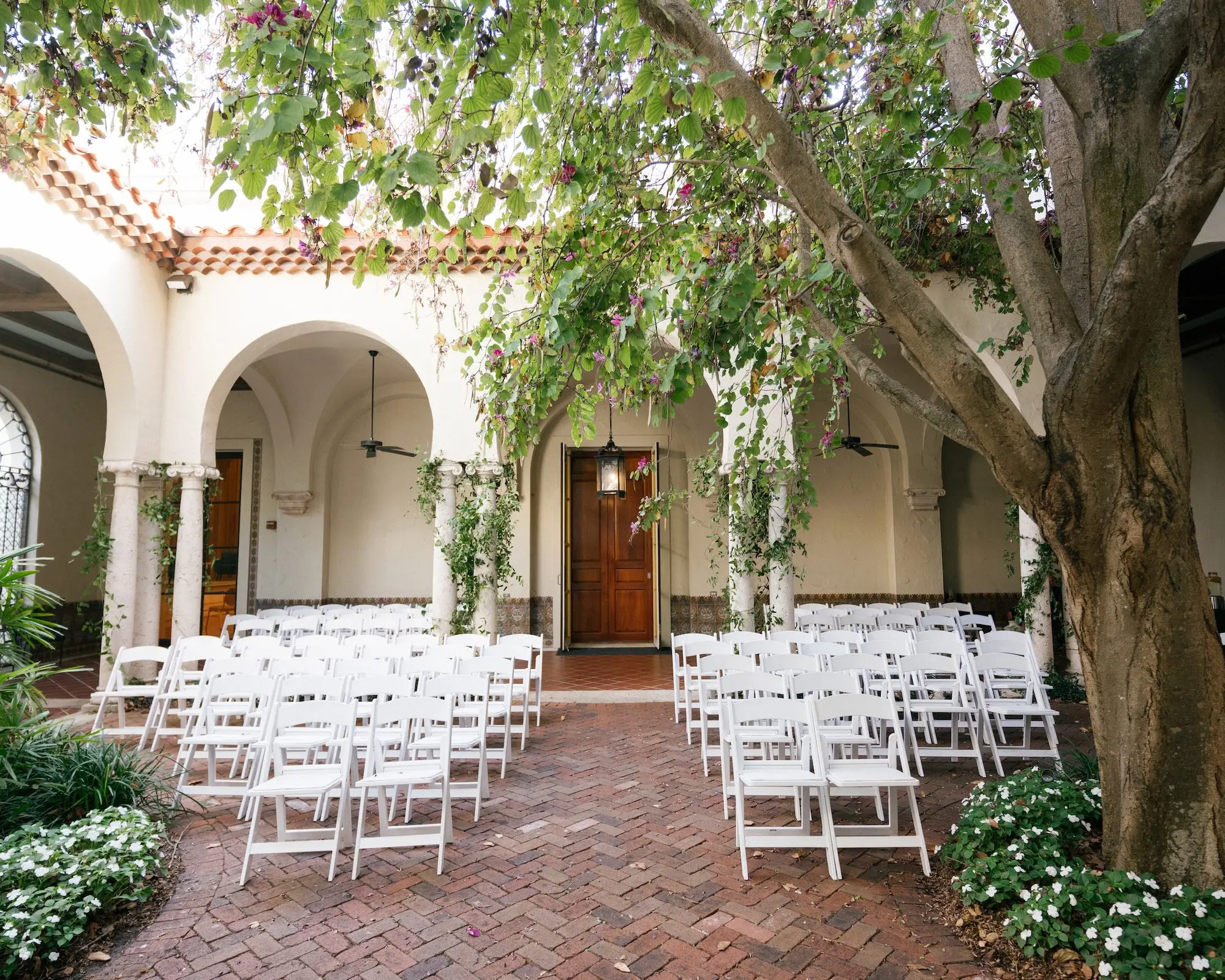 Emerald Green and Pink Tropical Wedding Ceremony Decor Inspiration