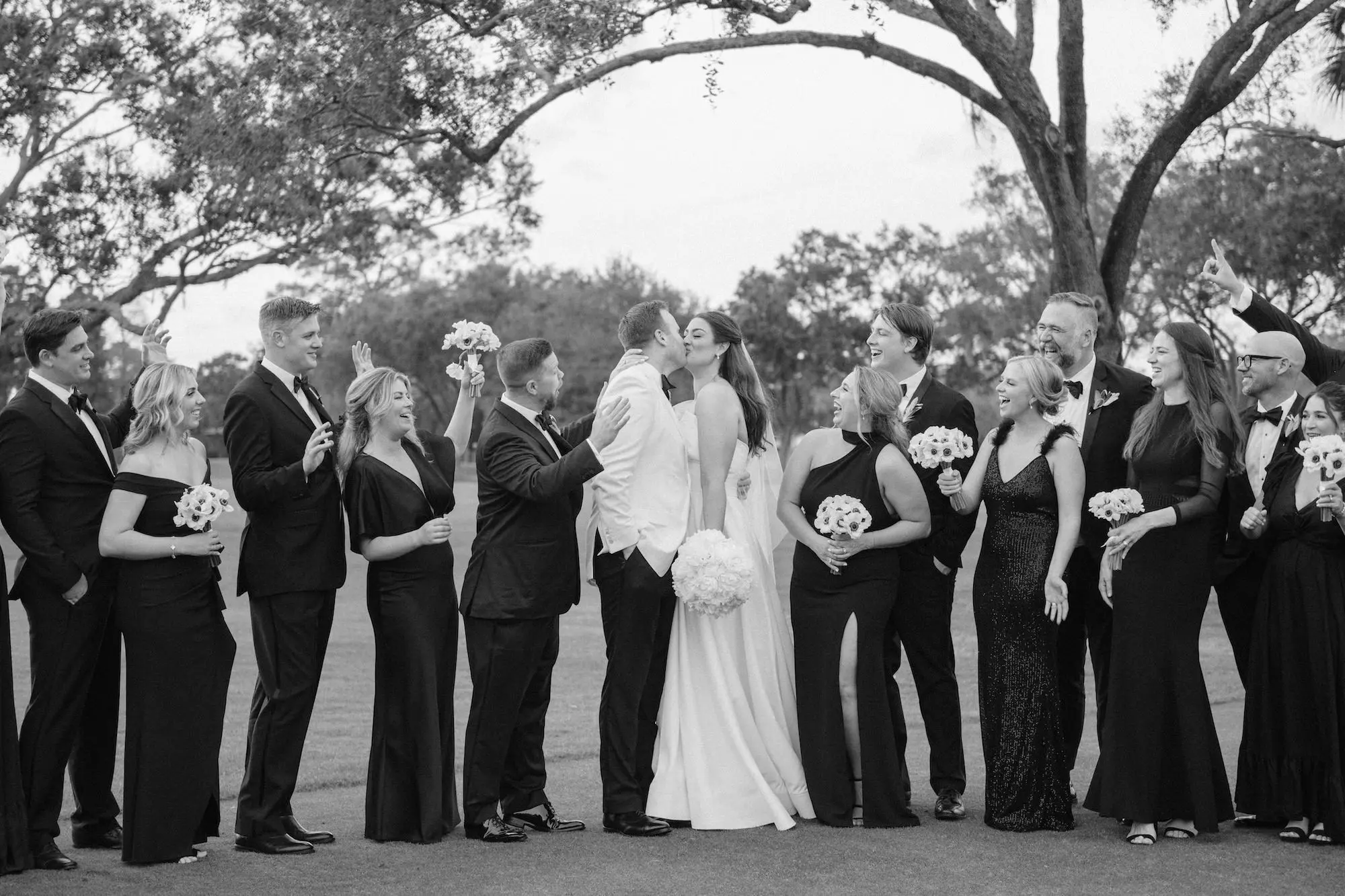 Bride and Groom with Wedding Party