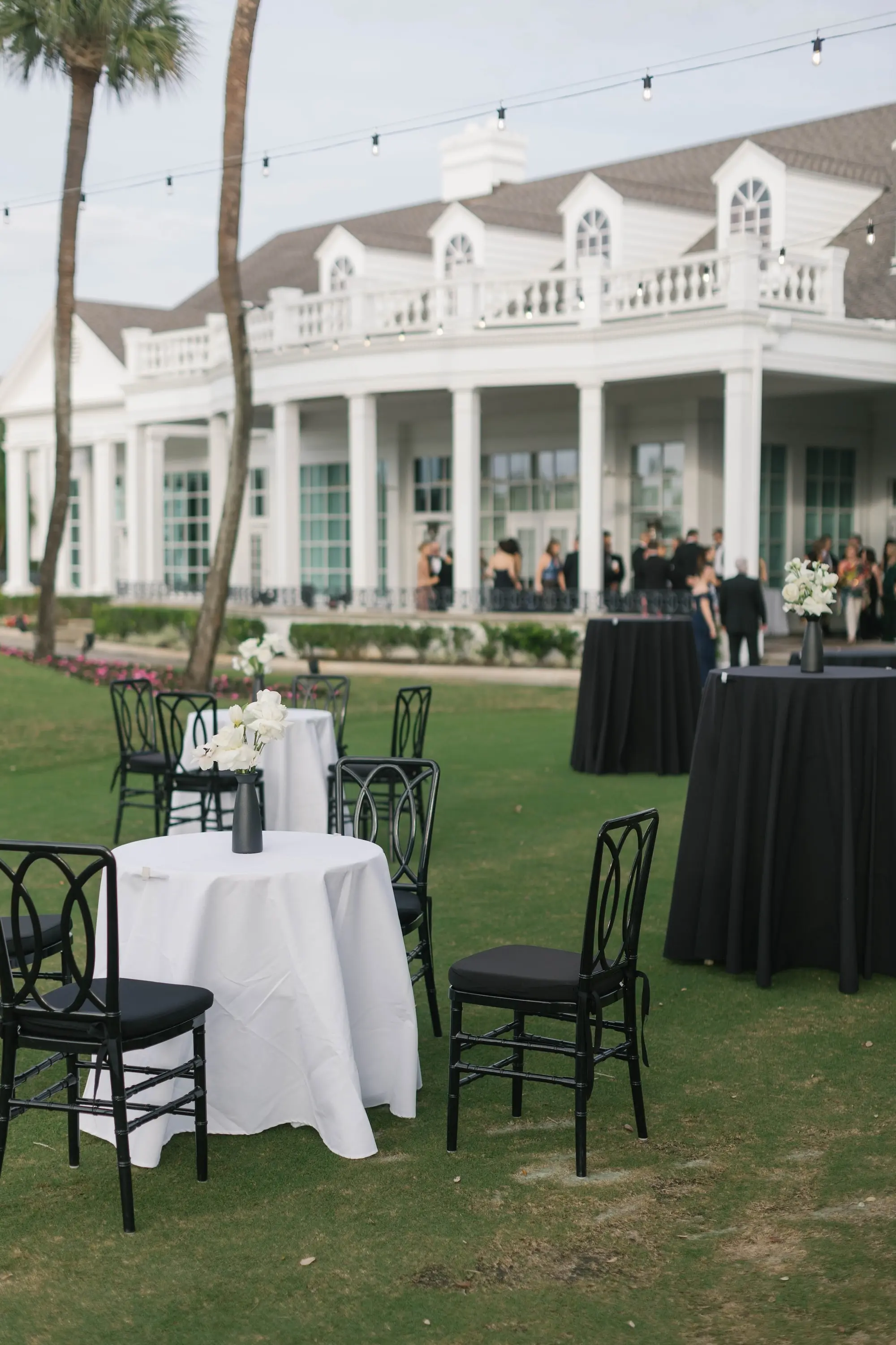 Romantic Luxurious Black and White Wedding Reception Happy Hour Decor Inspiration | Tampa Bay Event Venue Palma Ceia Golf and Country Club