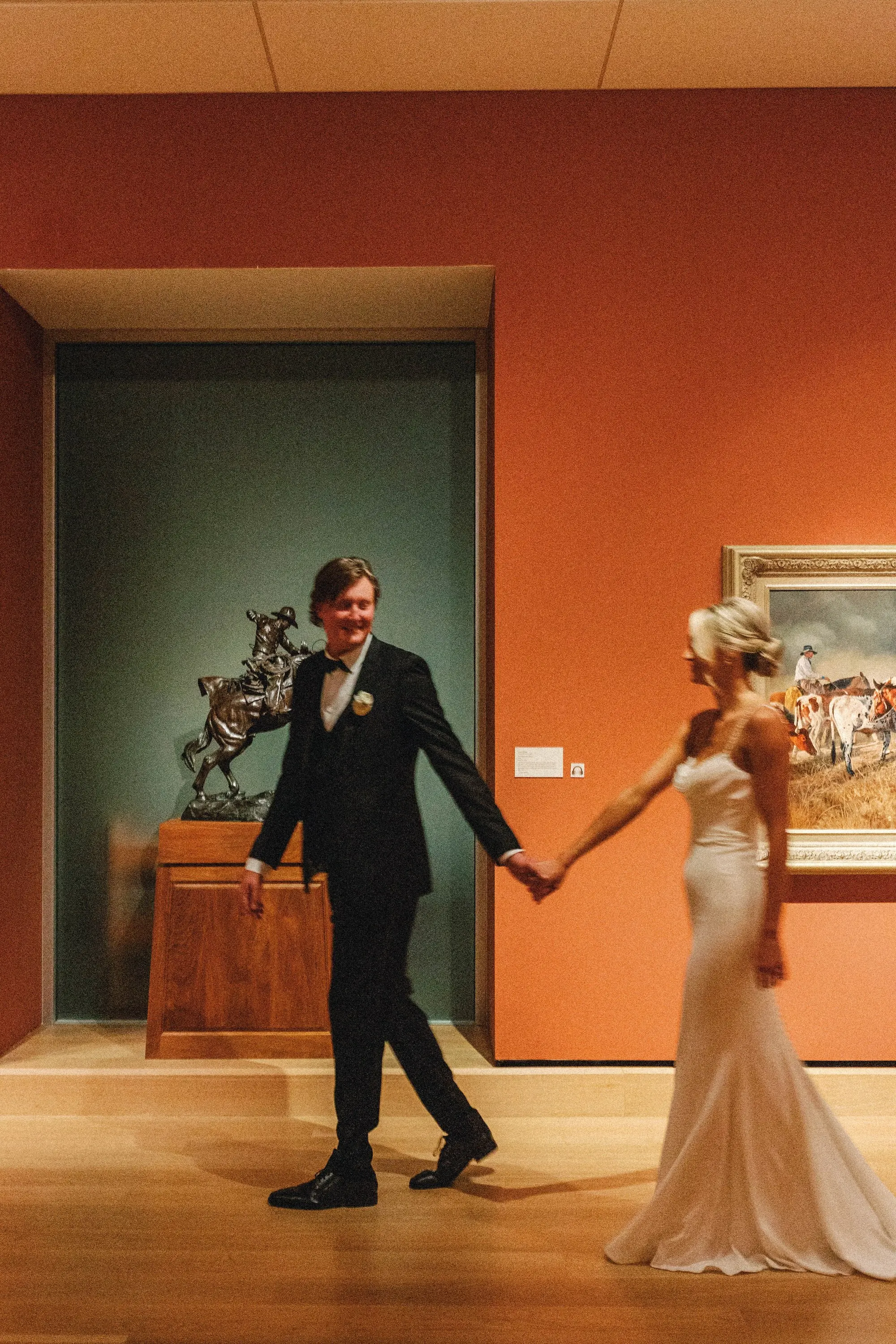 26Classic White and Green Wedding Ideas St Pete Venue The James Musuem - Classic, White and Green St. Pete Wedding | The James Museum of Western & Wildlife Art Bride and Groom in Gallery of Downtown St. Pete Wedding Venue The James Museum Wedding Portrait