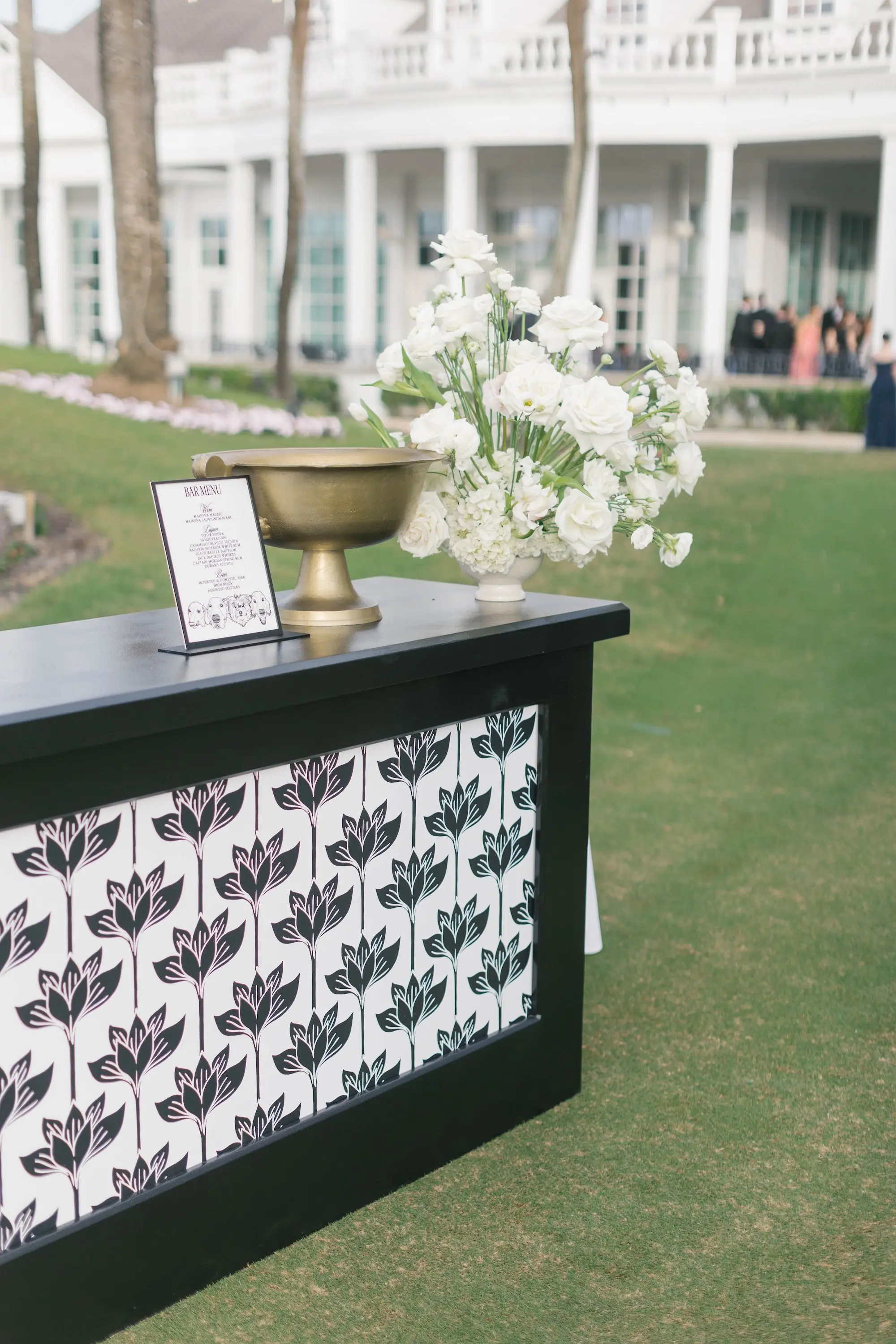 Romantic Luxurious Black and White Wedding Reception Happy Hour Bar Display Inspiration