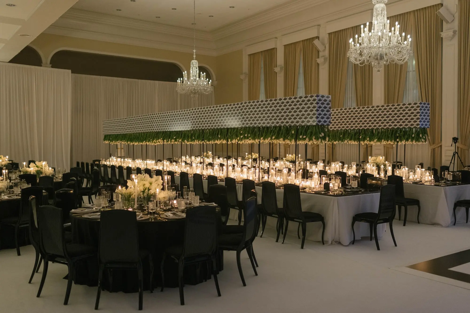 Romantic Modern Luxurious Black and White Wedding Reception Decor Inspiration | White Candles and Flowers Centerpiece Ideas | Tampa Bay Event Venue Palma Ceia Golf and Country Club | Planner Parties a La Carte