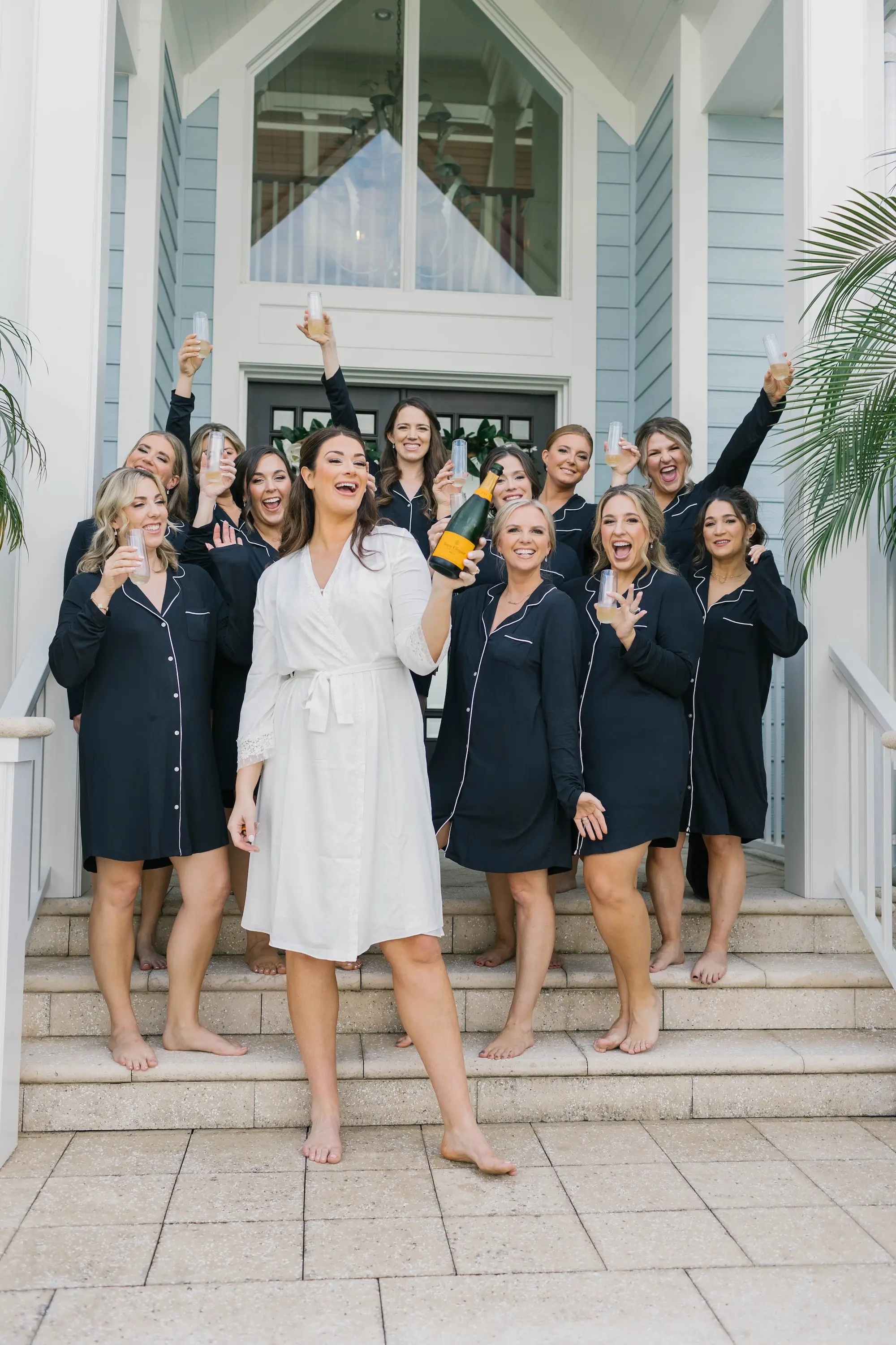 Bride and Bridesmaids Getting Ready Wedding Portrait