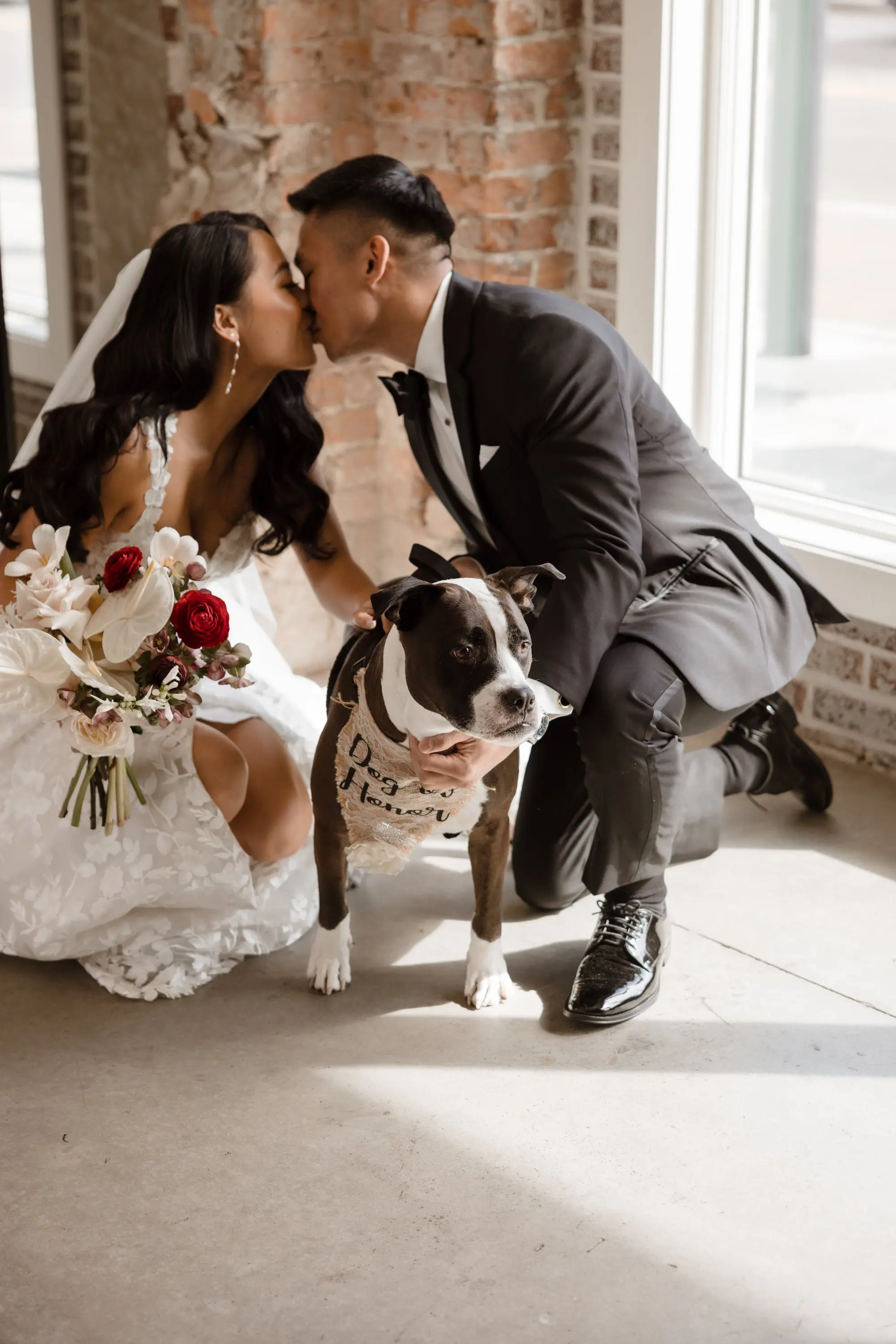 40Modern Romantic Wedding Inspiration - Modern, Moody Fall Ybor City Wedding | Hotel Haya Bride and Groom with Dog Wedding Portrait | Tampa Bay Photographer Evoke Photo and Film