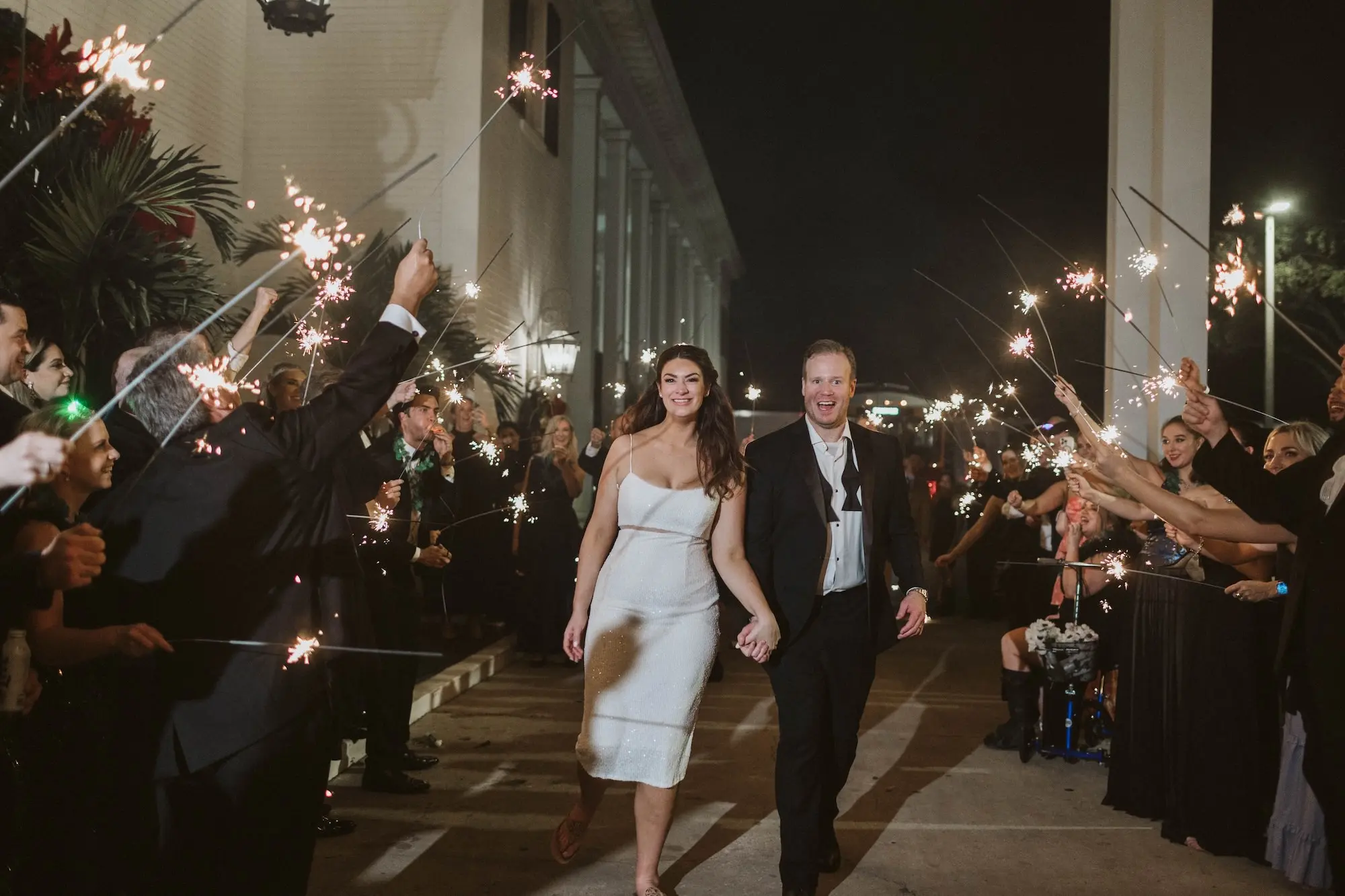 Bride and Groom Wedding Reception Sparkler Grand Exit Inspiration