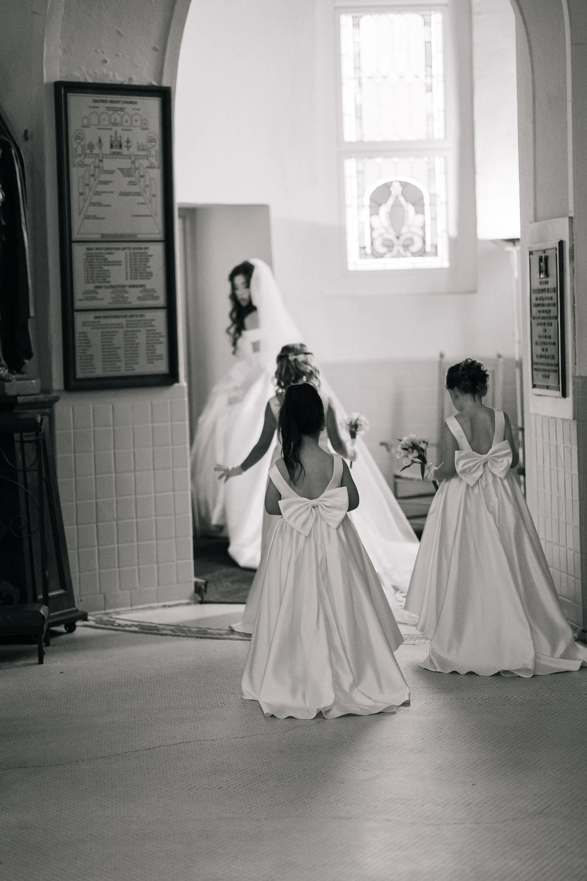 11Classic Gold and White Wedding Decor Inspiration - Classic, Ivory Rooftop Wedding | Grand Hyatt Tampa Bay Bride Getting Ready with Flower Girls Wedding Portrait