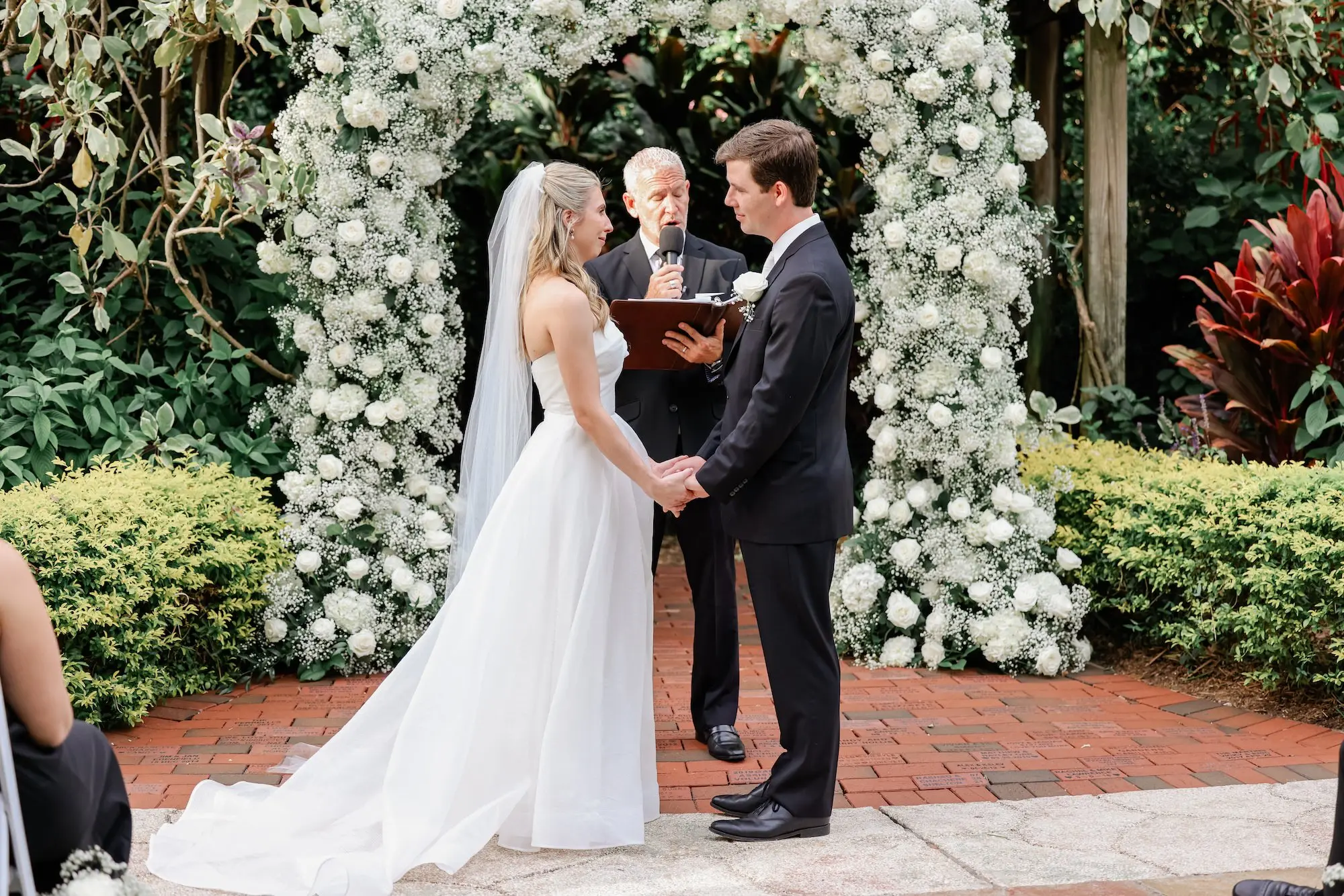 13Elegant Timeless Ivory and Green Garden Wedding - Romantic Outdoor St. Pete Wedding | Sunken Gardens Bride and Groom Wedding Ceremony Vow Exchange Wedding | Soft Half Up Half Down Curls Bridal Hair Inspiration | Fresh, Natural Wedding Makeup Ideas | Sarasota Hair and Makeup Artist Femme Akoi Beauty Studio | St Pete Photographer Lifelong Photography Studio | St Pete Venue Sunken Gardens