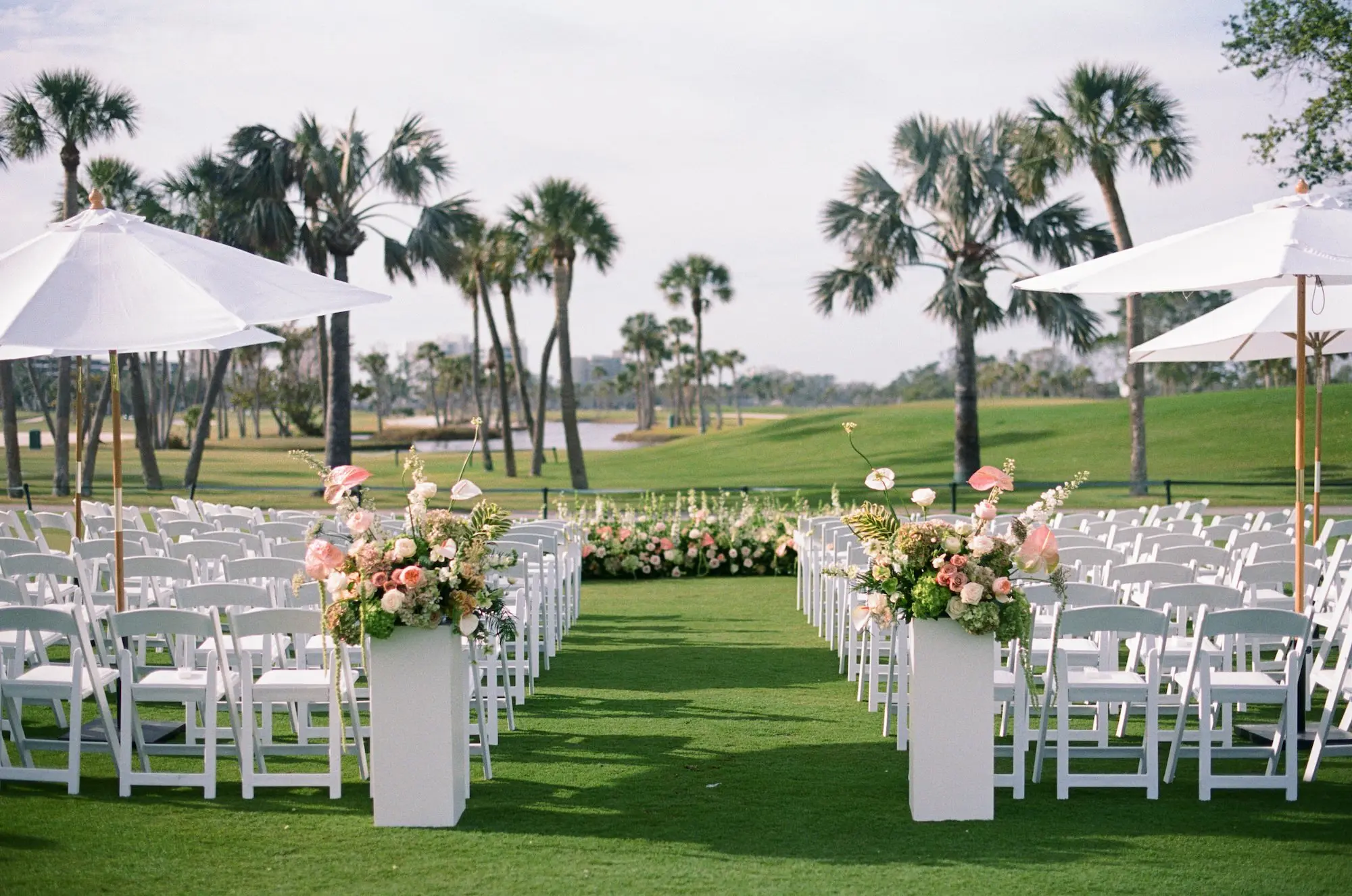 Luxurious Peach and Green Garden Wedding Ceremony Decor Ideas | Sarasota Event Venue The Resort at Longboat Key Club