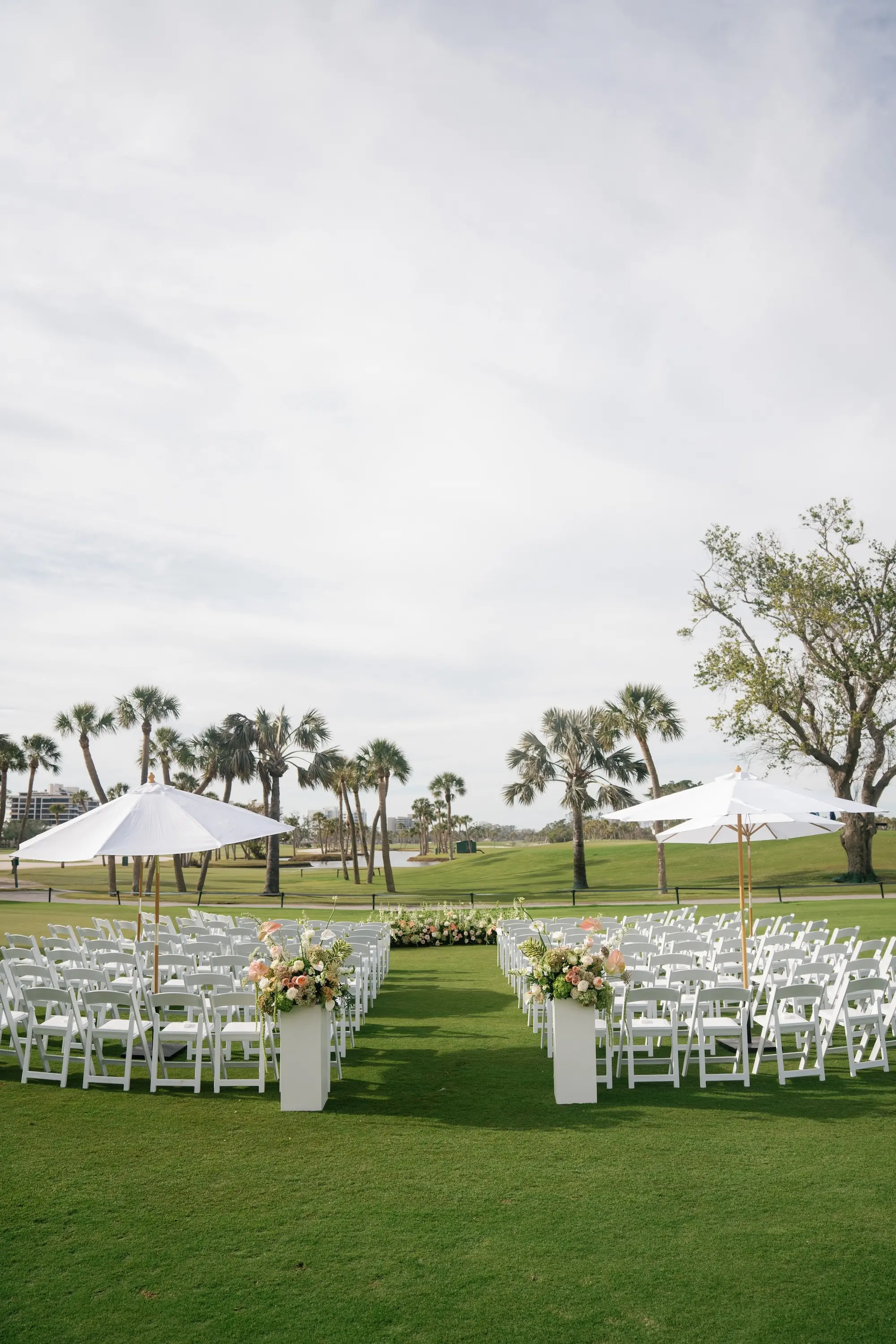 Luxurious Peach and Green Garden Wedding Ceremony Decor Ideas | Sarasota Event Venue The Resort at Longboat Key Club