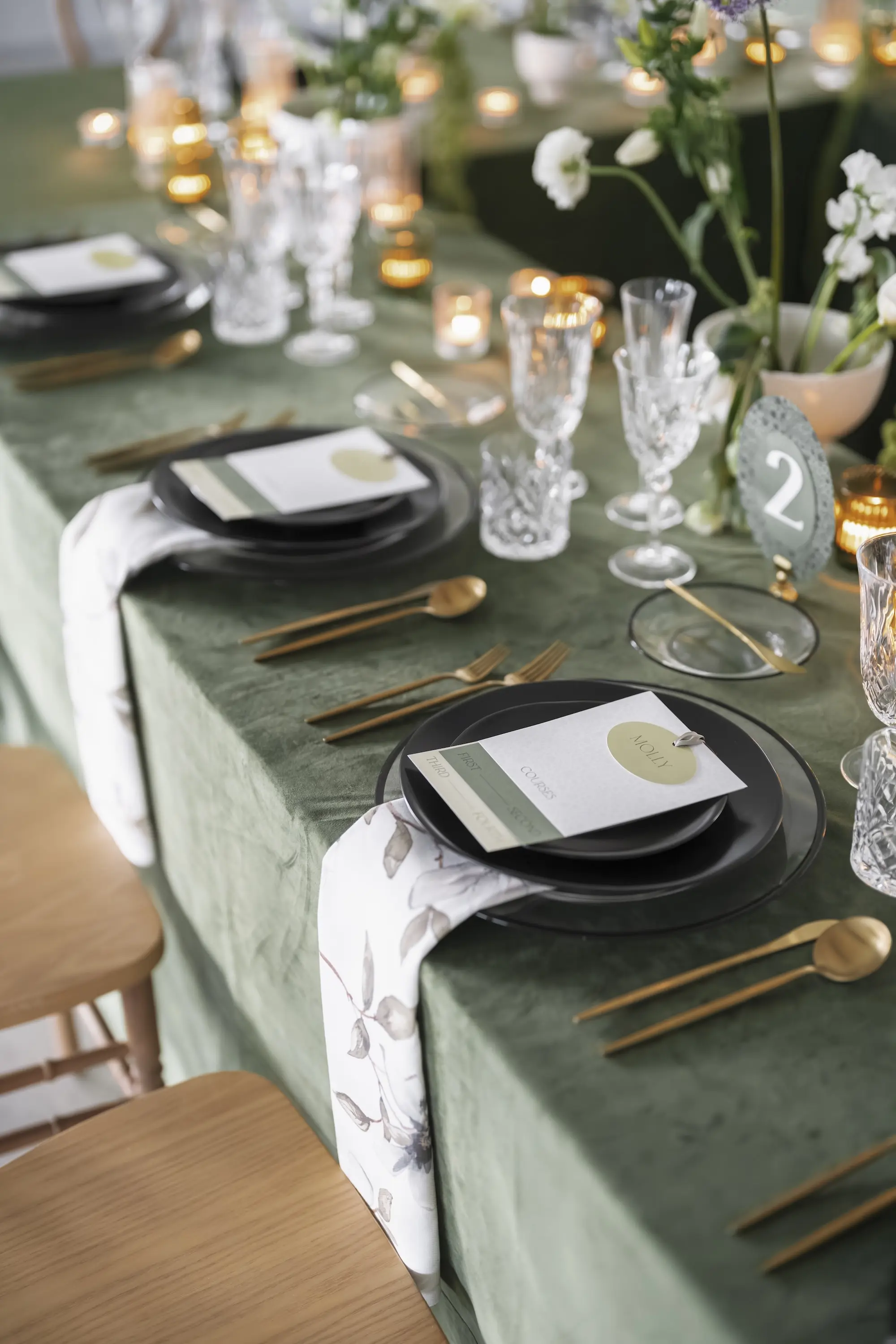 21Modern Garden Party Inspired Wedding Ideas - “Best Of” 2025: Wedding Receptions Part 2 Modern Green Garden Party Wedding Reception Tablescape Place Setting Decor Inspiration