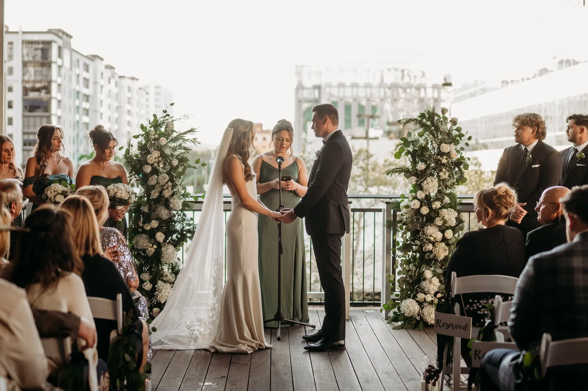 Bride and Groom Wedding Ceremony Portrait | St Pete Event Venue Red Mesa Events