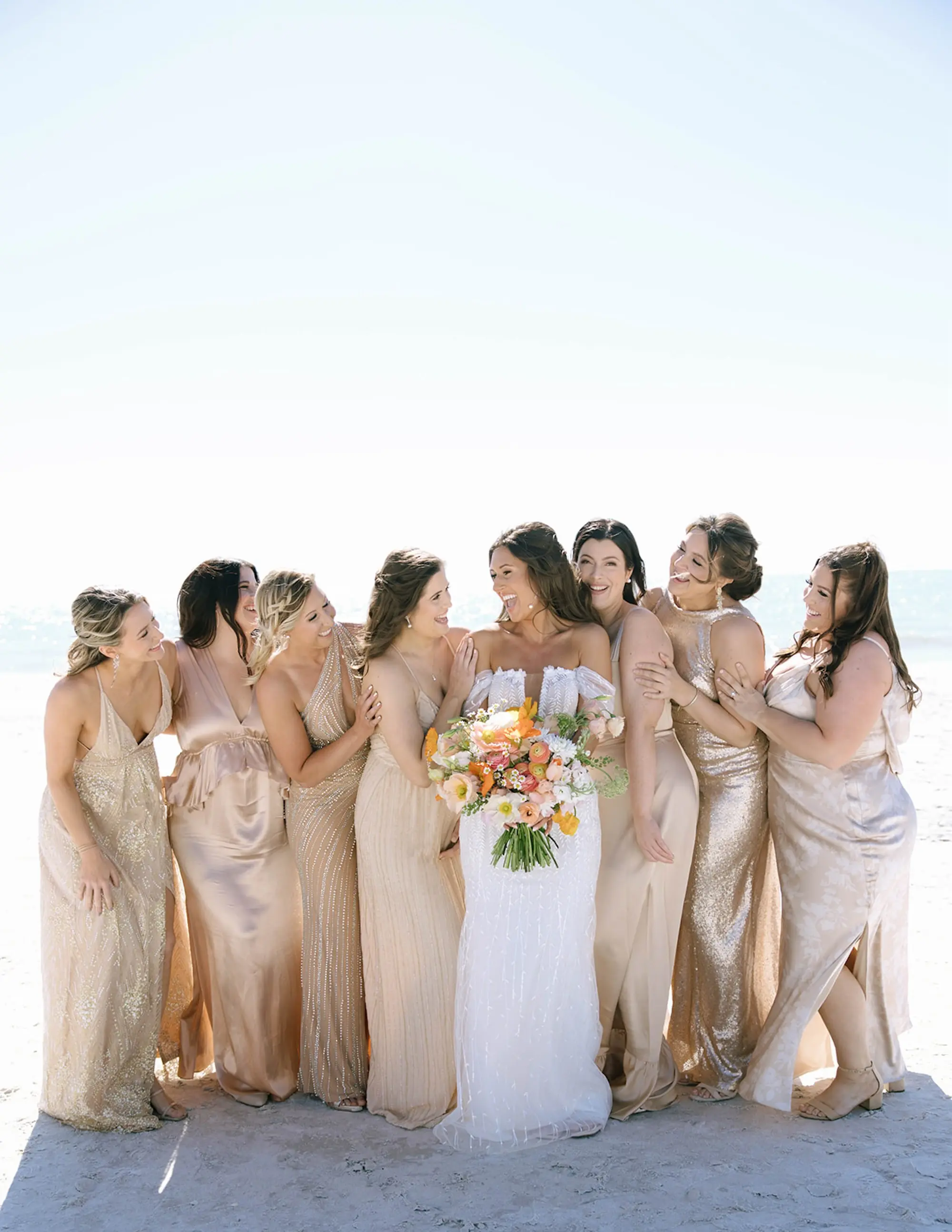 tan dress bridesmaid Two Piece Champagne Bridesmaid Dresses Formal Dress With Slit ARD2352 main image 1