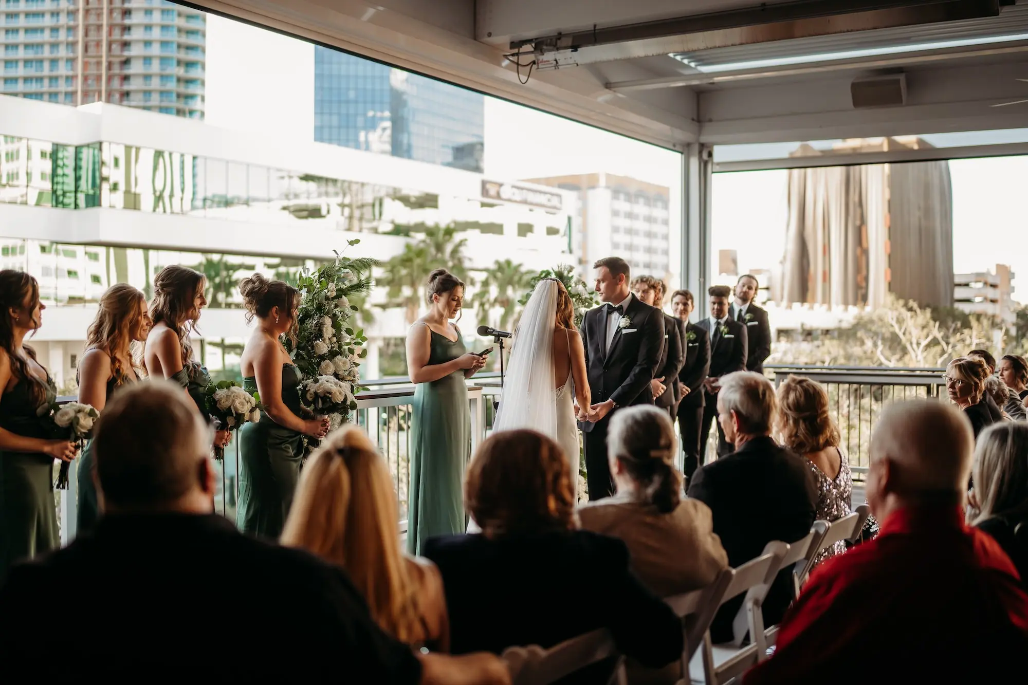 Bride and Groom Wedding Ceremony Portrait | St Pete Event Venue Red Mesa Events