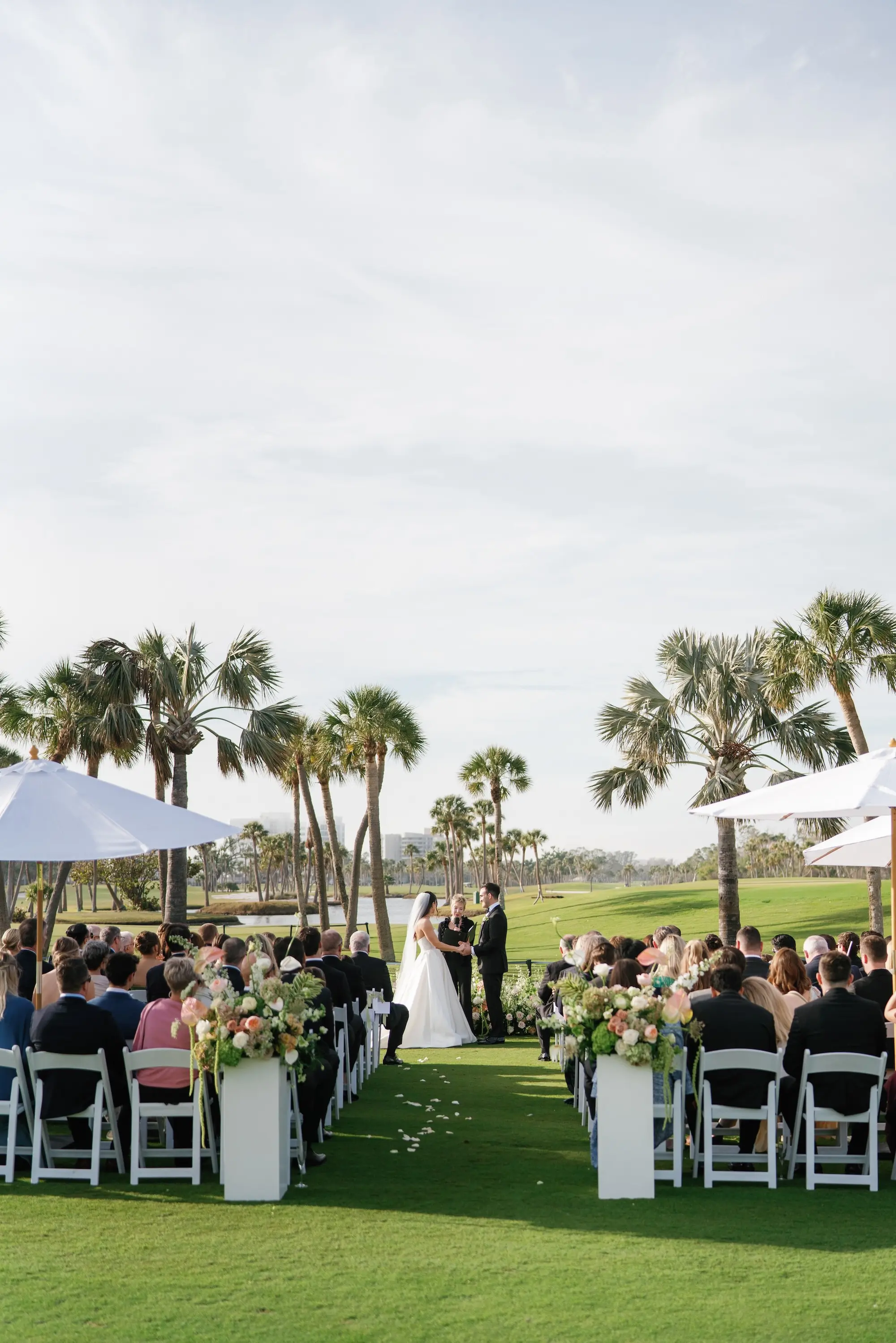 Luxurious Peach and Green Golf Course Wedding Ceremony Decor Inspiration | Sarasota Event Venue The Resort at Longboat Key Club