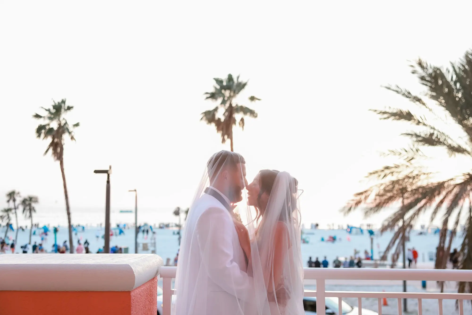 Bride and Groom in Traditional Cathedral Length Veil Wedding Portrait | St Pete Photographer Lifelong Photography Studio