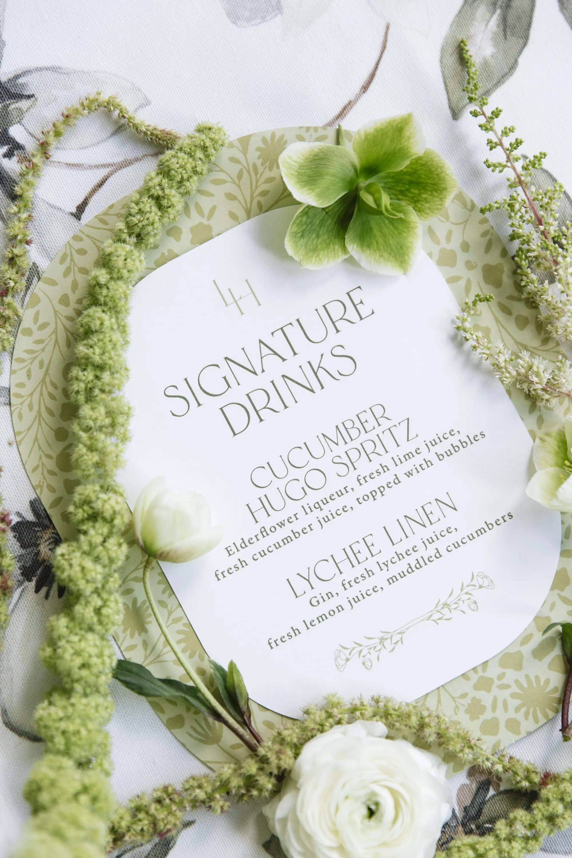 28Modern Garden Party Inspired Wedding Ideas - “Best Of” 2025: Wedding Receptions Part 2 Modern Garden Party Wedding Reception Signature Drinks Bar Menu Card Ideas