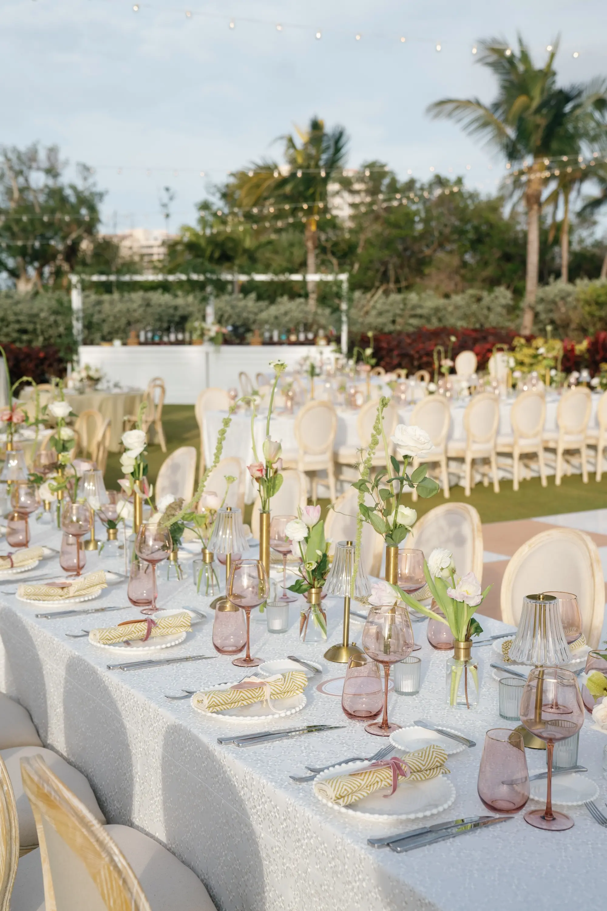 Luxurious Peach and Green Garden Wedding Reception Tablescape Decor Inspiration